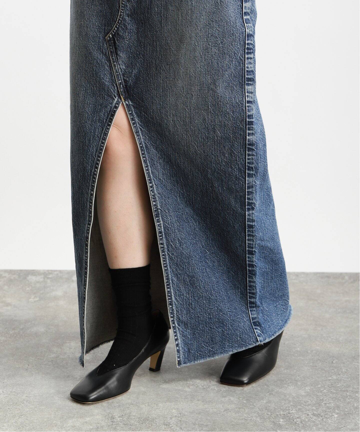 upper hights/アッパーハイツ】THE SPILIT SKIRT（デニムスカート  