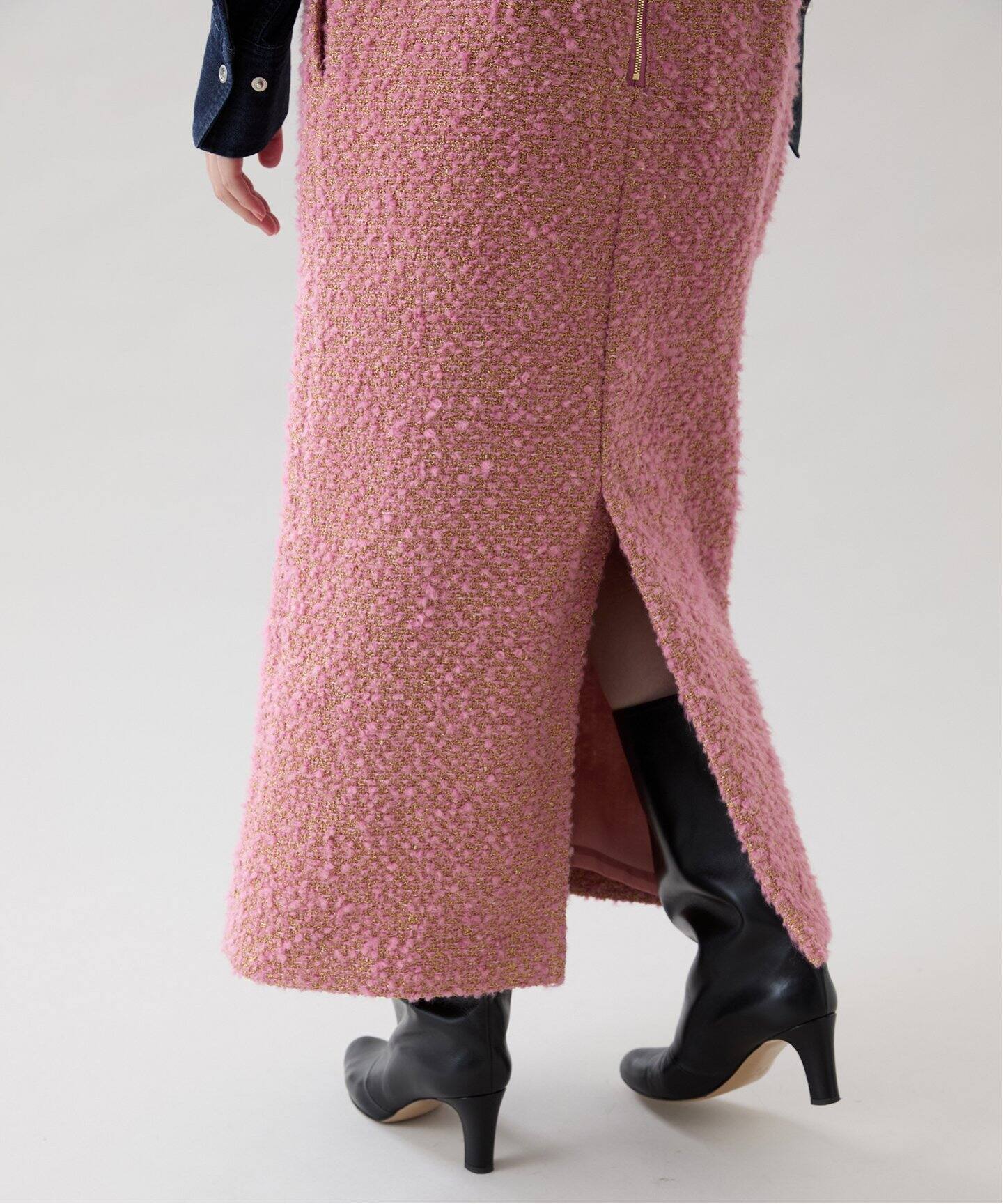 SAQUI （サキ）PINK TWEED LONG STRAIGHT スカート 25FW08（その他 