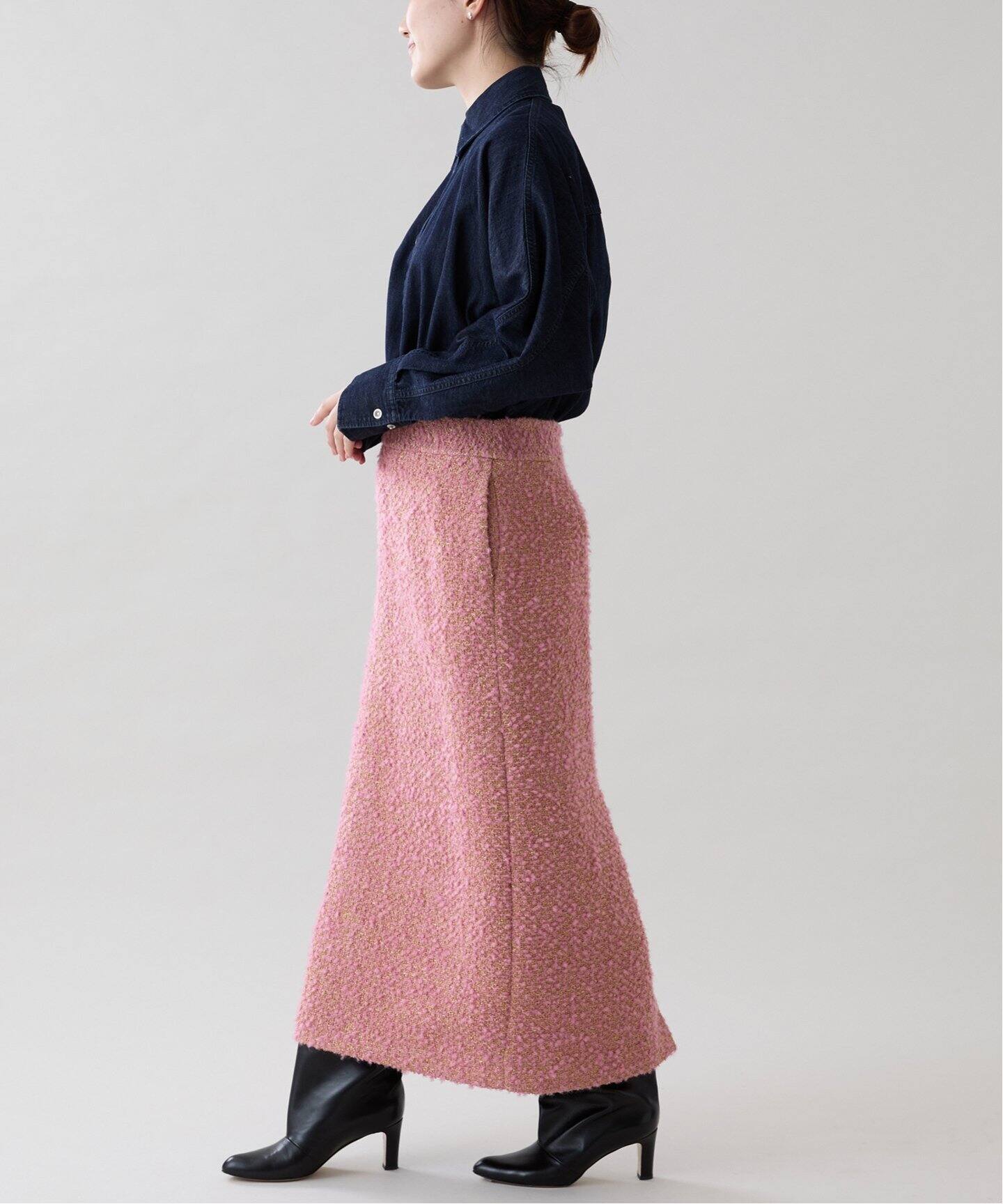 SAQUI （サキ）PINK TWEED LONG STRAIGHT スカート 25FW08（その他 