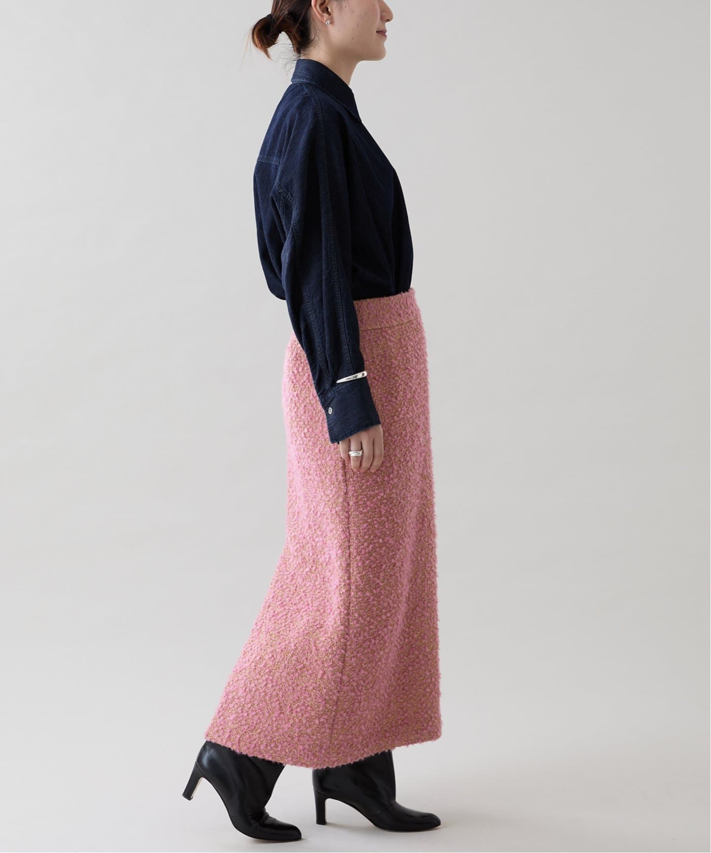 SAQUI （サキ）PINK TWEED LONG STRAIGHT スカート 25FW08（その他