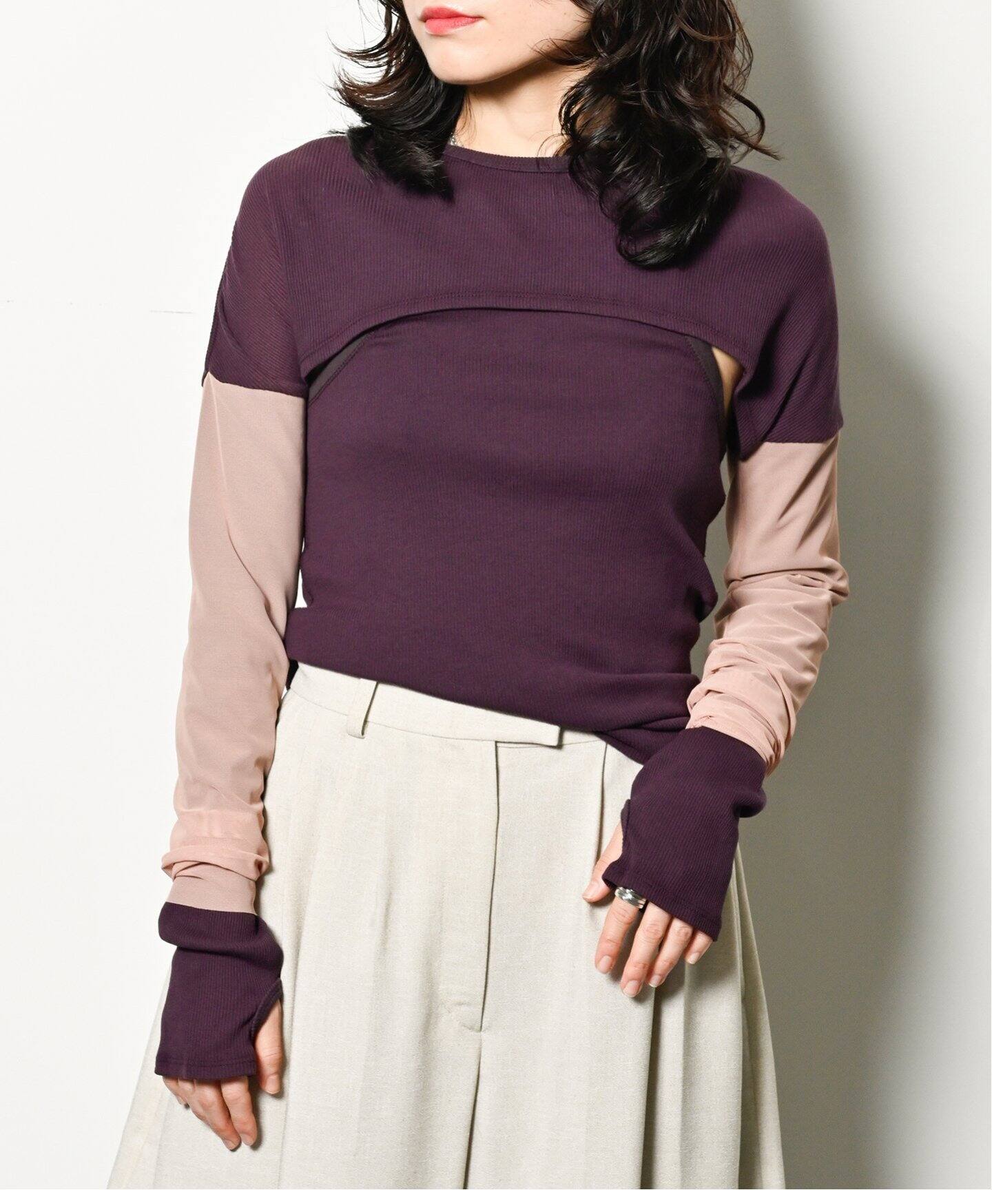 OVERNEATH 別注 rib sleeves：カットソー（Tシャツ／カットソー 