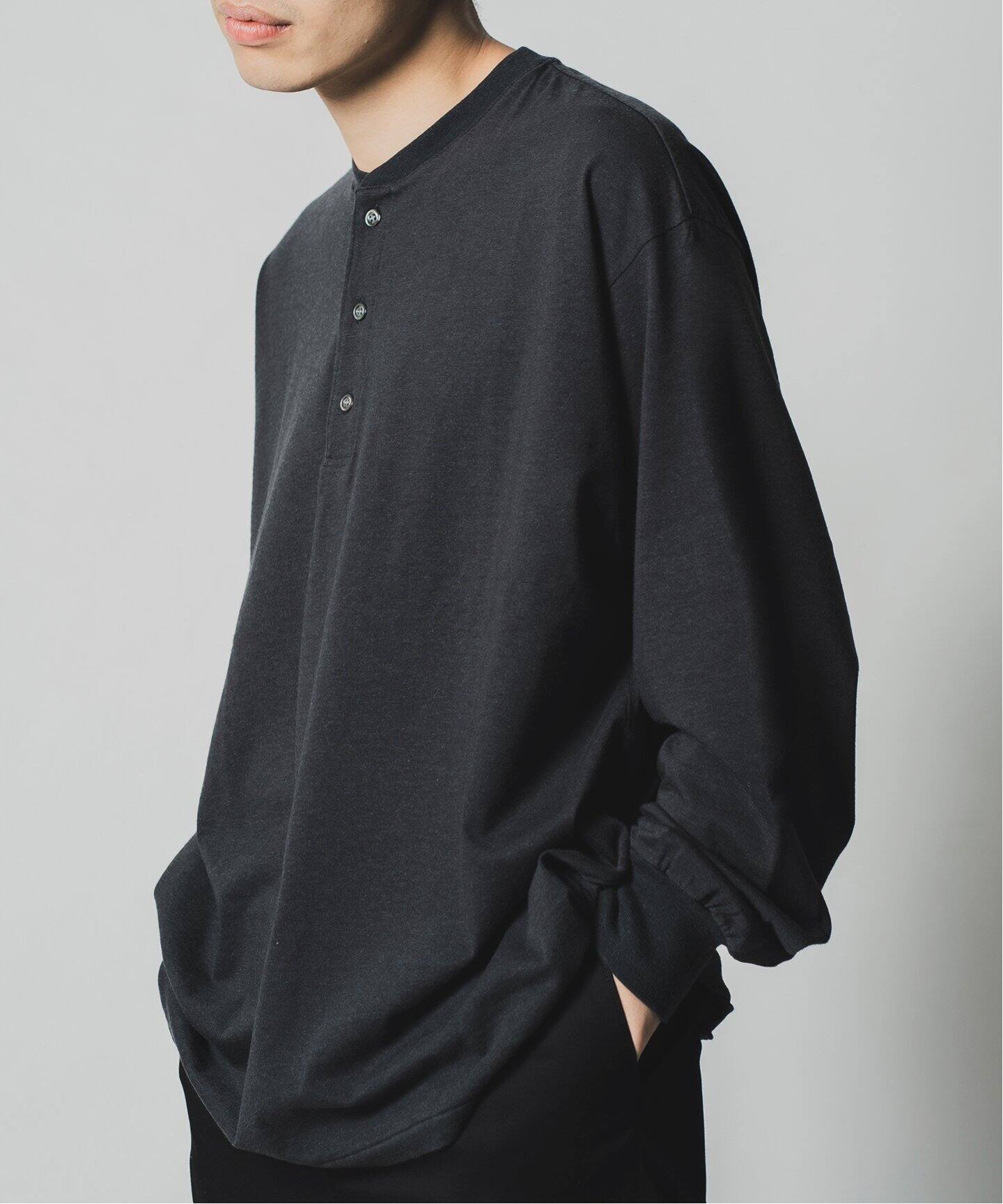 A.PRESSE / アプレッセ】Cashmere Blend L/S Henley Neck（Tシャツ  