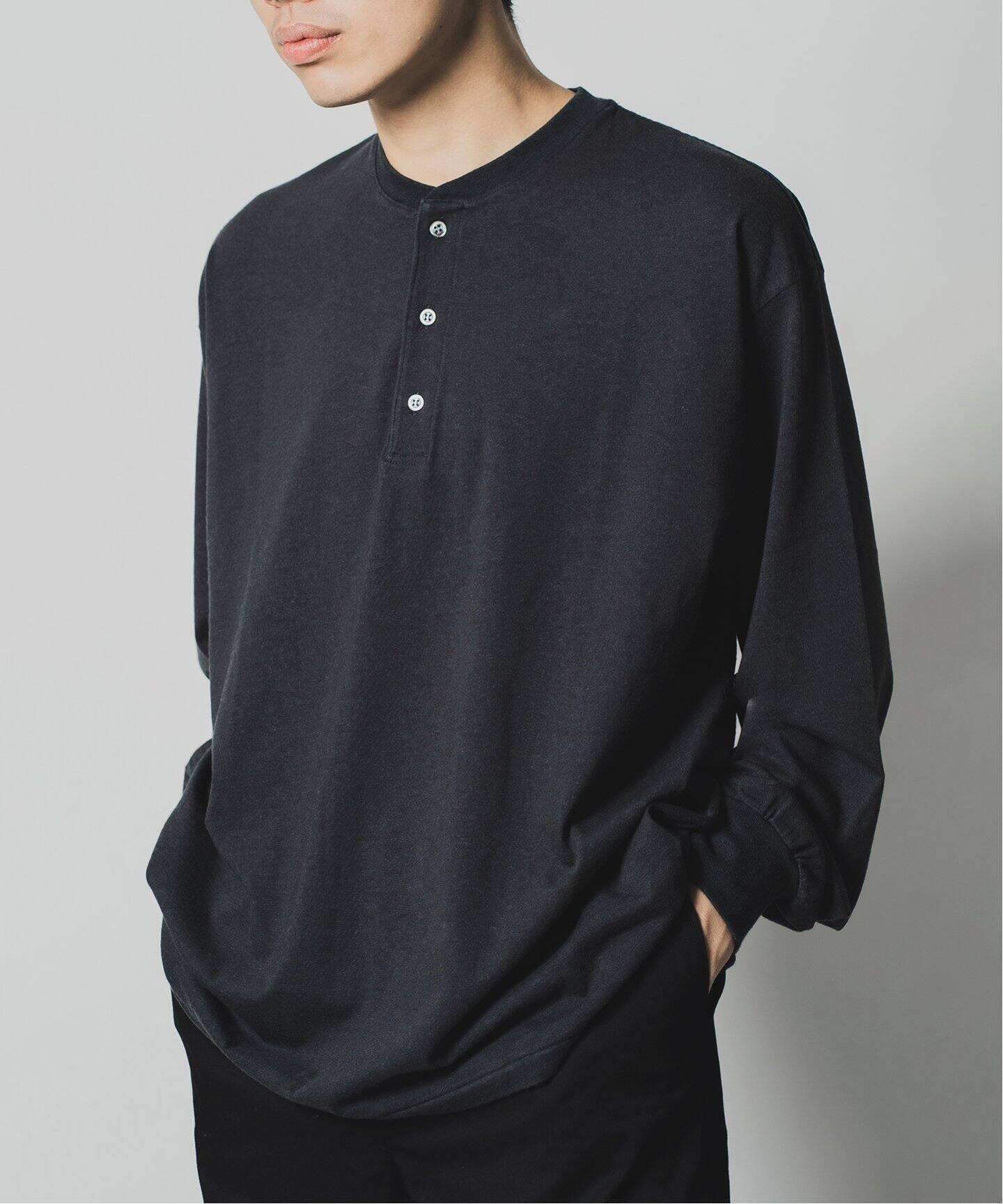 A.PRESSE / アプレッセ】Cashmere Blend L/S Henley Neck（Tシャツ 