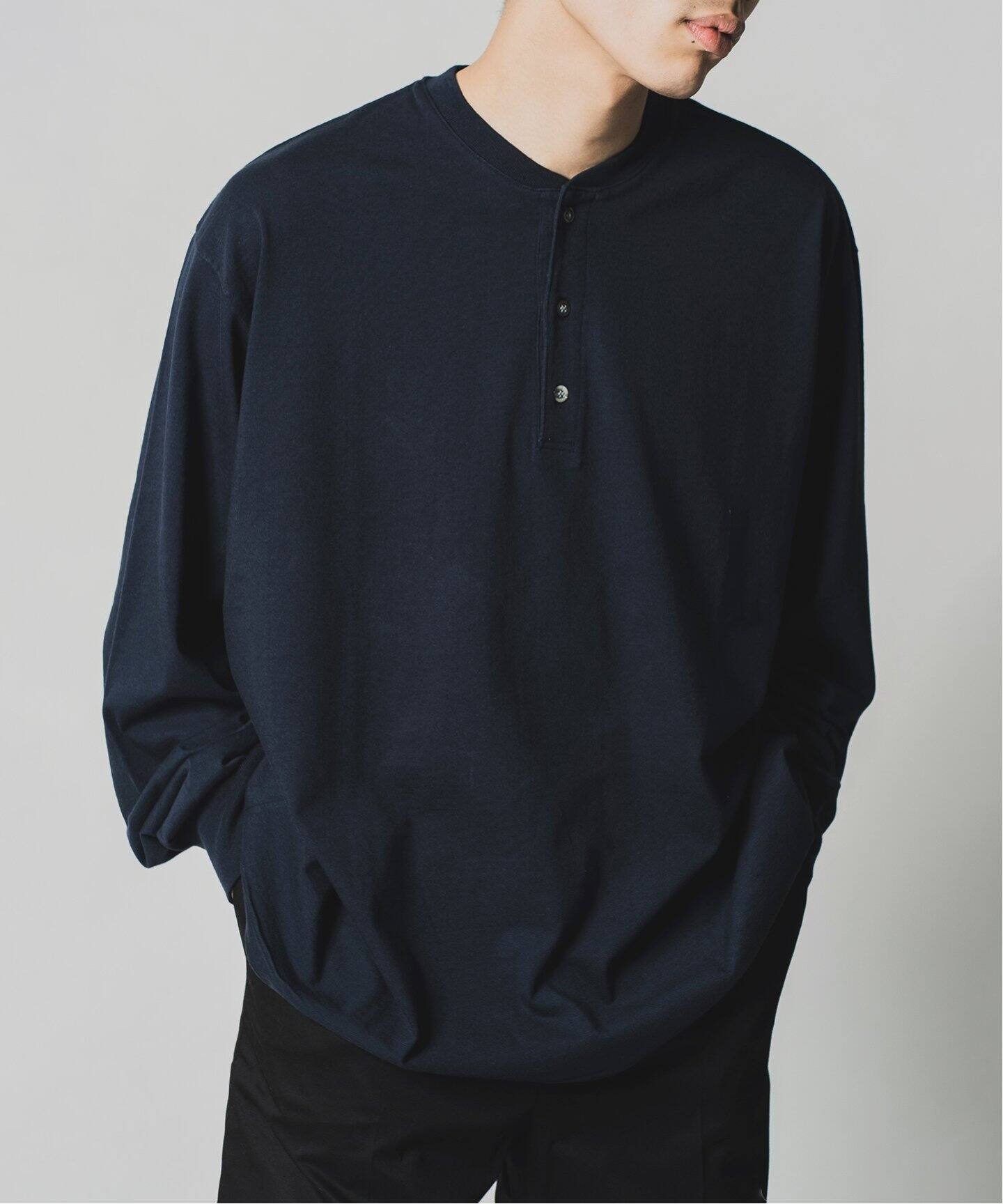 A.PRESSE / アプレッセ】Cashmere Blend L/S Henley Neck（Tシャツ 