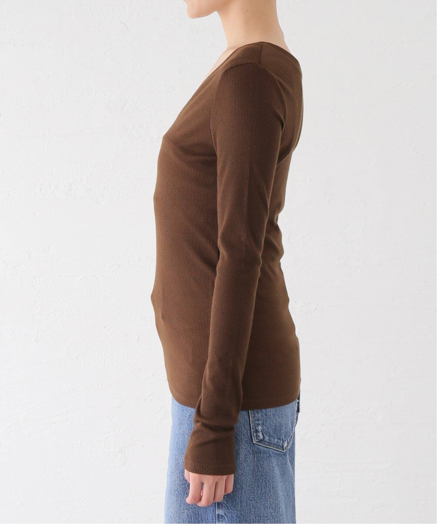CLANE V NECK KNIT ALL IN ONE ブラウン sizeM