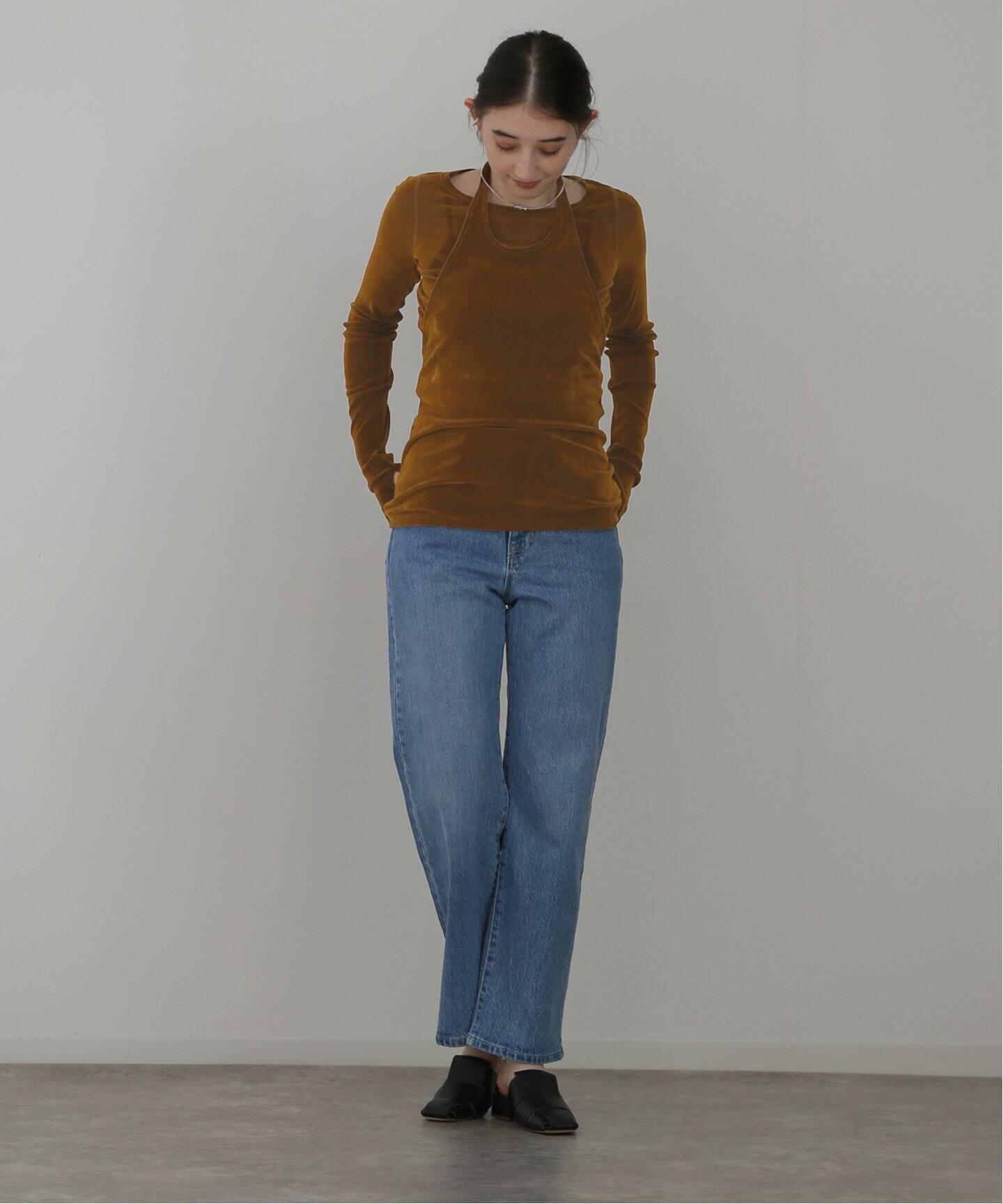 CLANE TULLE FLOCKY LAYERED TOPS 17105-1222（Tシャツ／カットソー 
