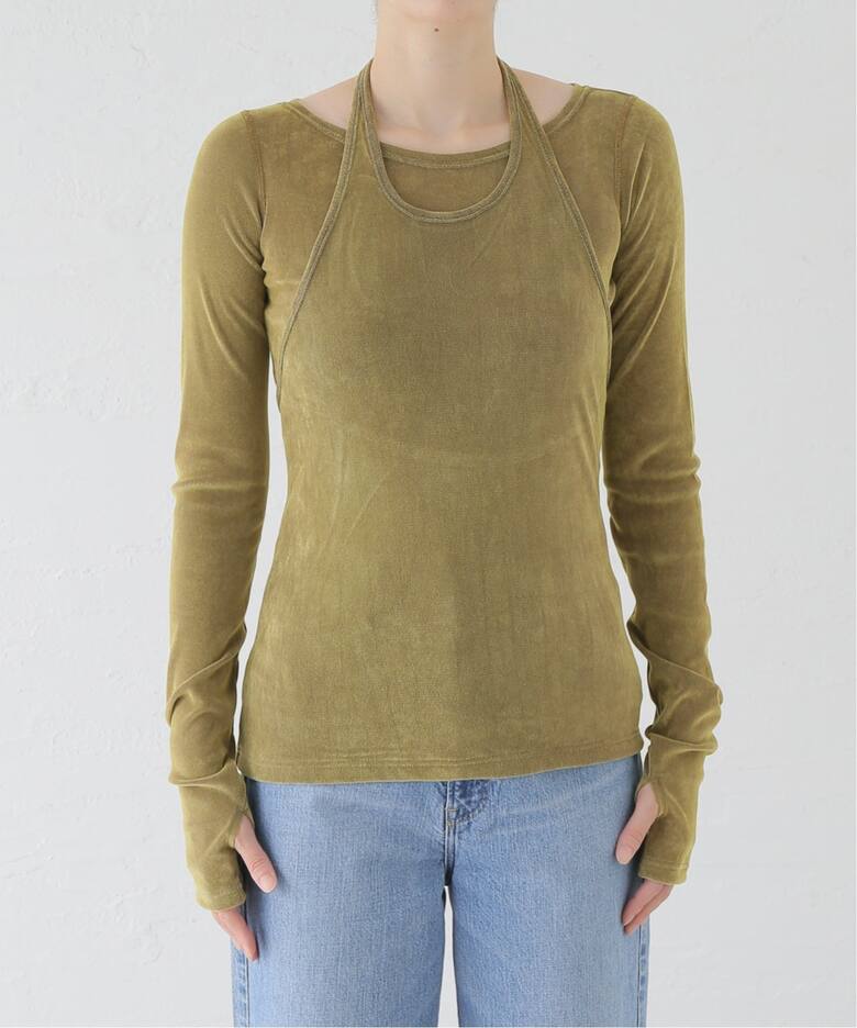 CLANE TULLE FLOCKY LAYERED TOPS 17105-1222（Tシャツ／カットソー  