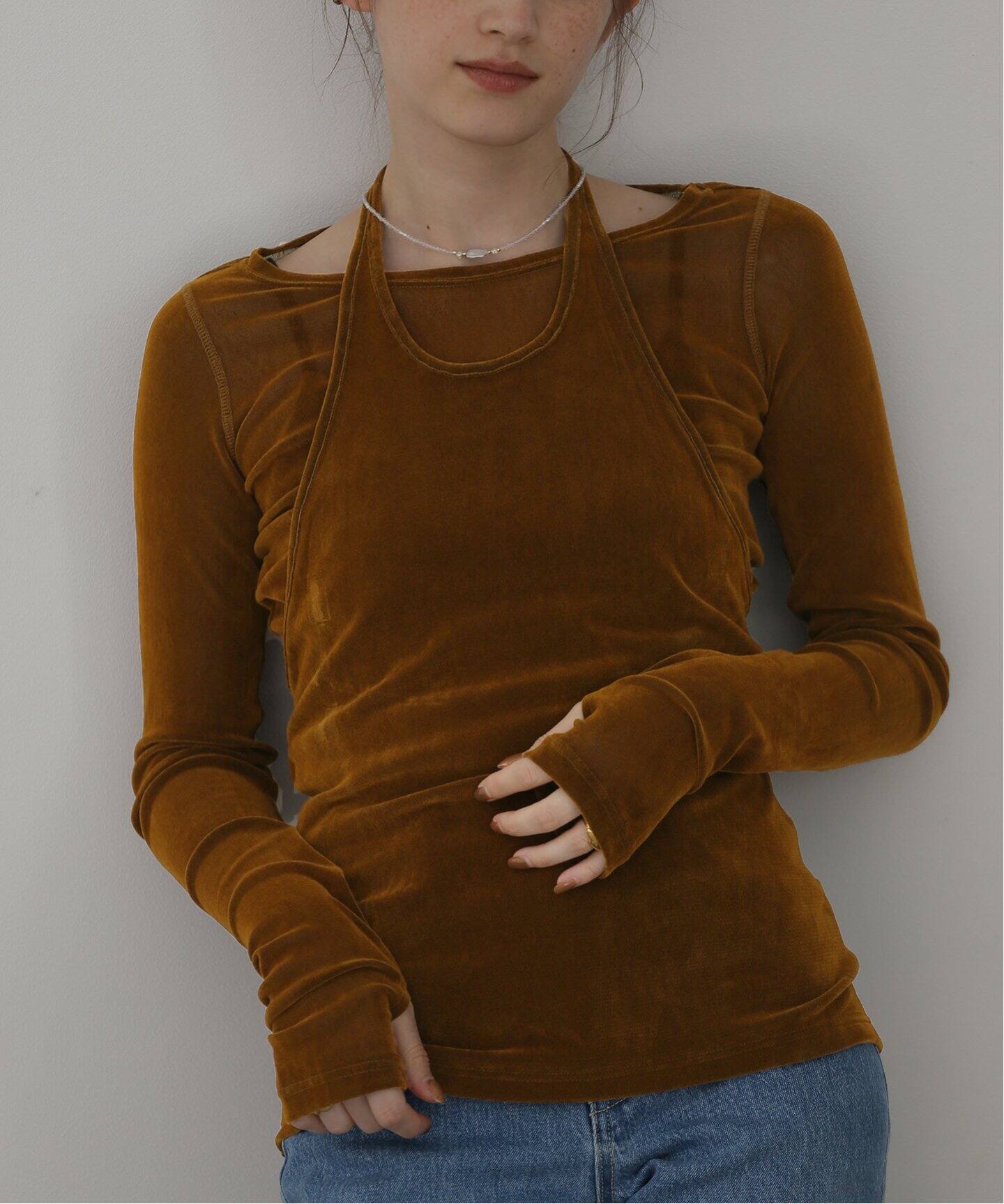 CLANE TULLE FLOCKY LAYERED TOPS 17105-1222（Tシャツ／カットソー 