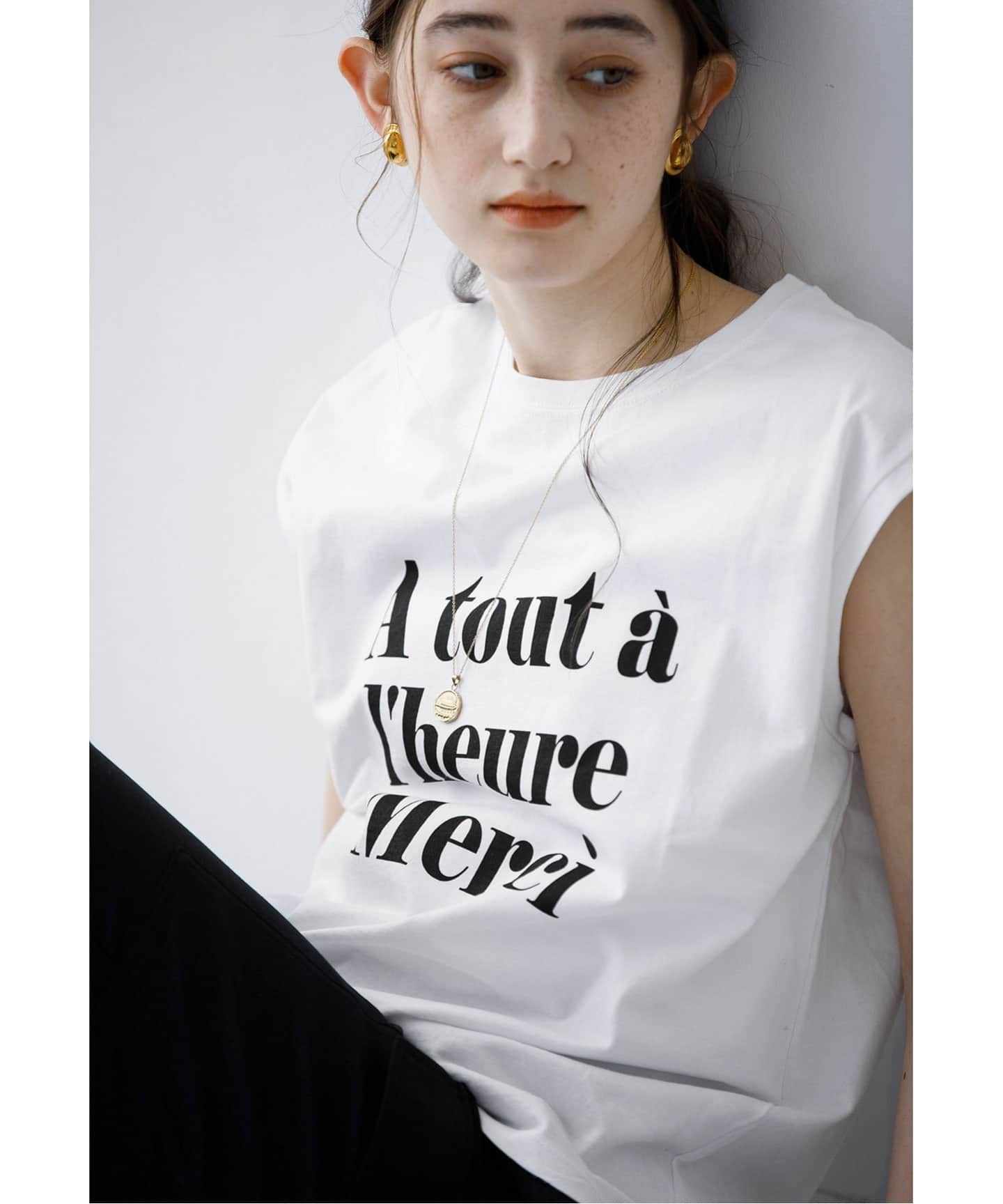 La TOTALITE - 最終価格　La Totalite リブフレンチスリーブプルオーバー フレンチスリーブロゴプルオーバー（Tシャツ／カットソー）｜La