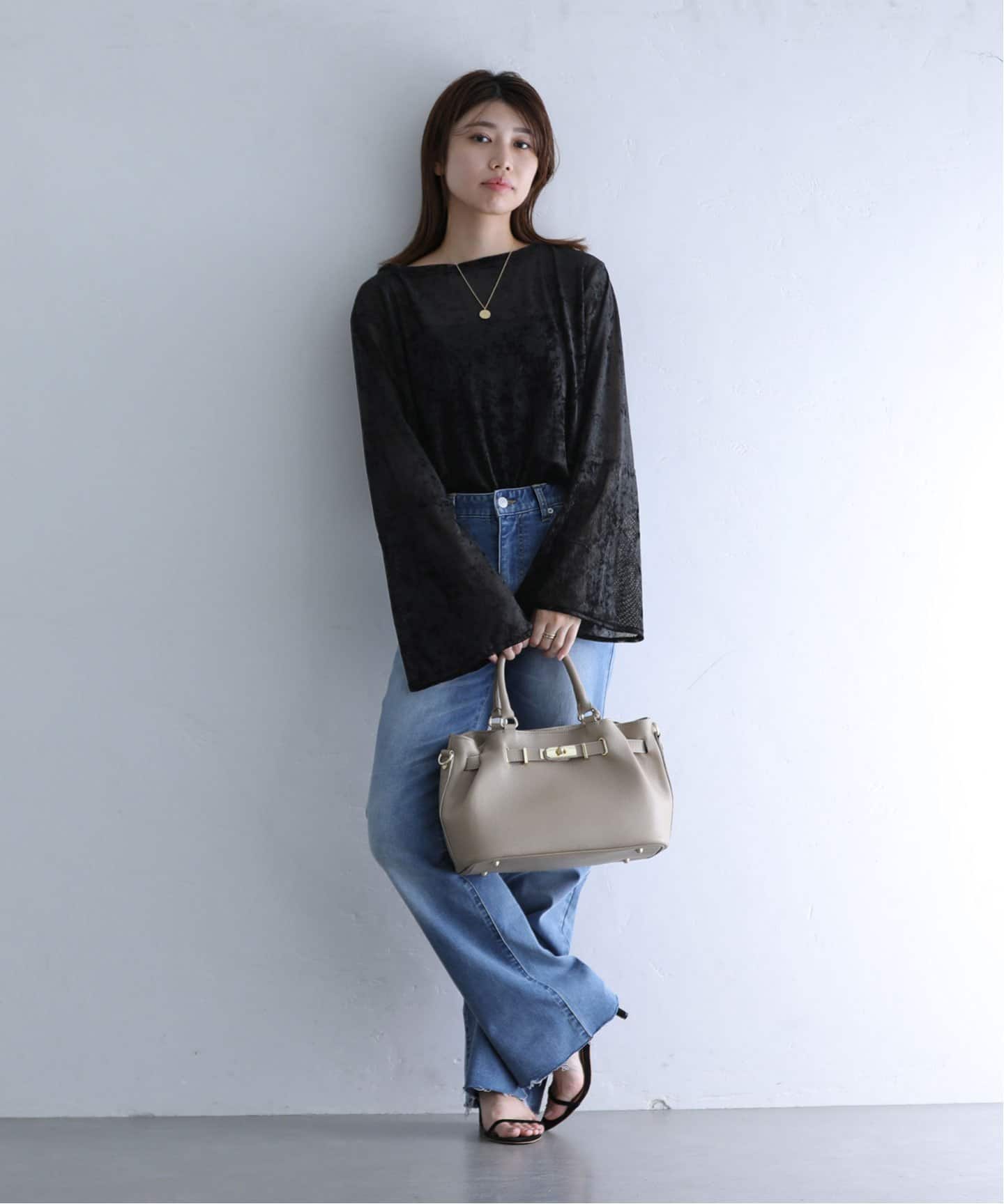 新品未使用　ラトータリテ　La Totalite ベロアドレープカットソー 洗える】ベロアドレープカットソー（Tシャツ／カットソー）｜La