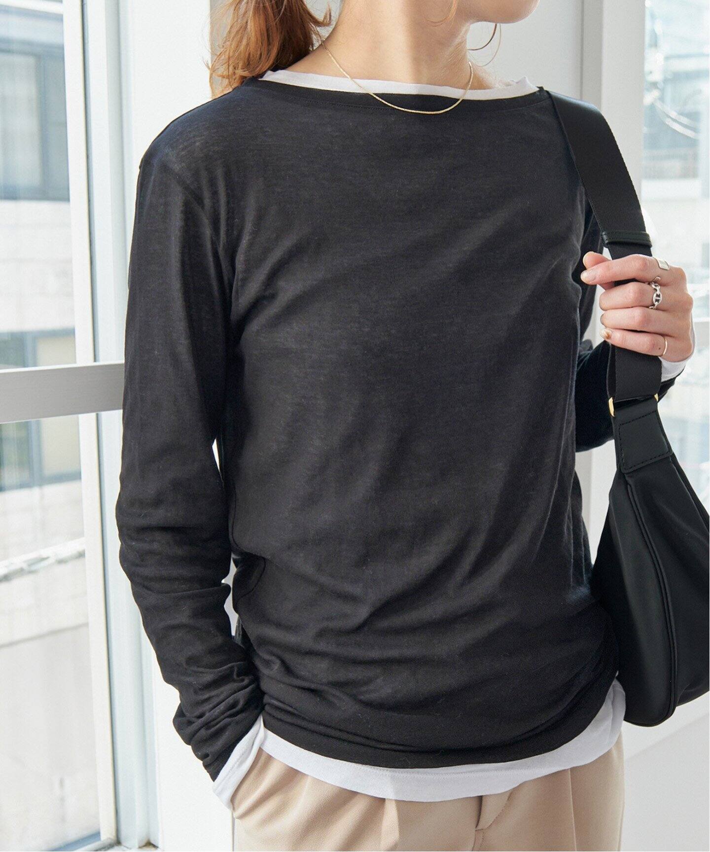 追加4》シアーボートネックプルオーバー（Tシャツ／カットソー  