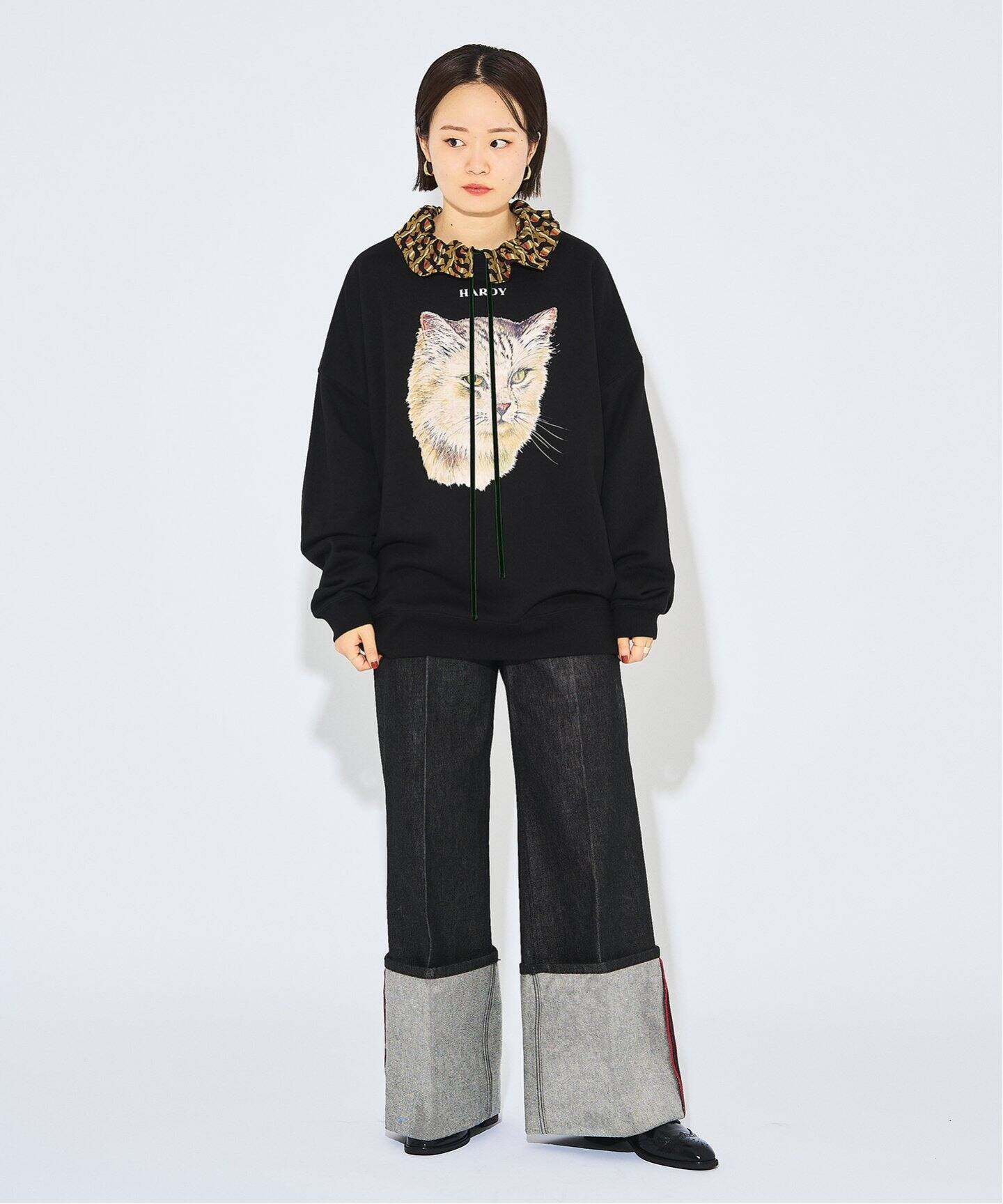【未使用タグ付き】HARDY NOIR CAT PRINT スウエット 猫柄 HARDY NOIR（アルディーノアール）の「CAT PRINT スウエット
