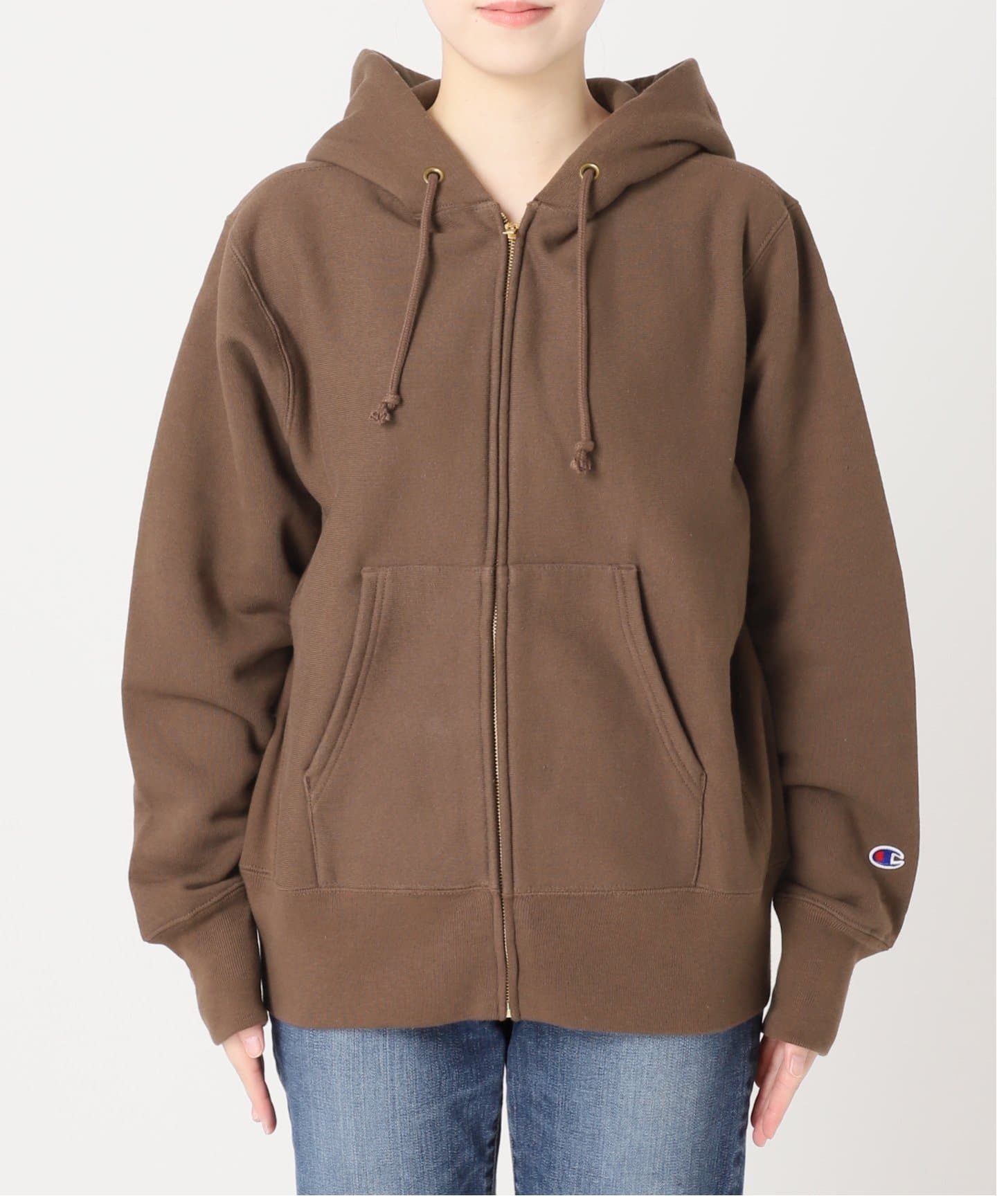 スピックアンドスパン　チャンピオン　パーカー　新品未使用品　ダークブラウン　L Champion / チャンピオン REVERSE WEAVE ZIP HOODED SWEATS C3-Y134