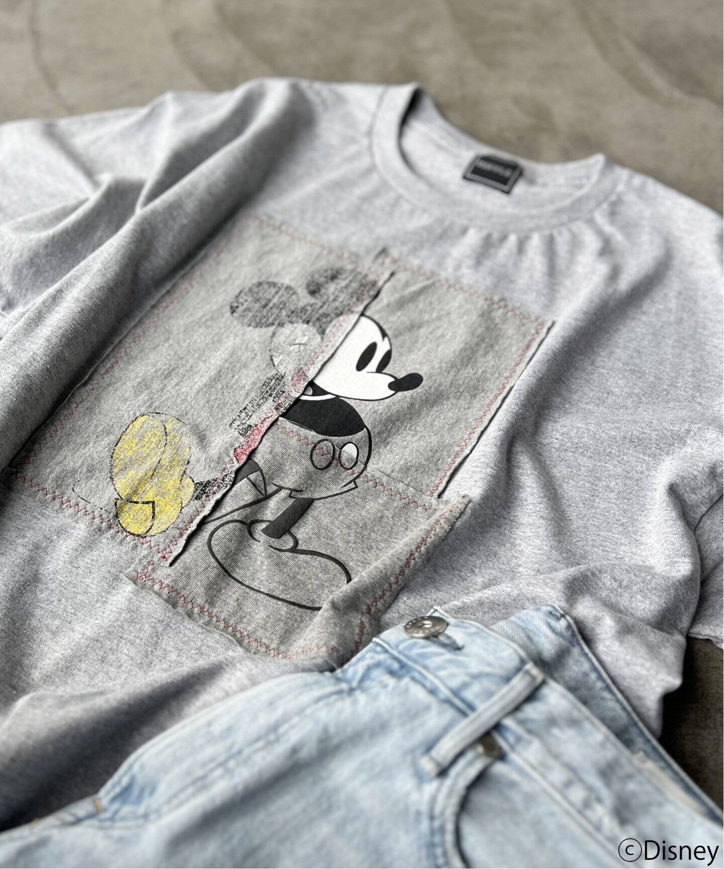 ≪追加≫【WIFFLE / ウィッフル】 別注 MickeyパッチワークTee（T 