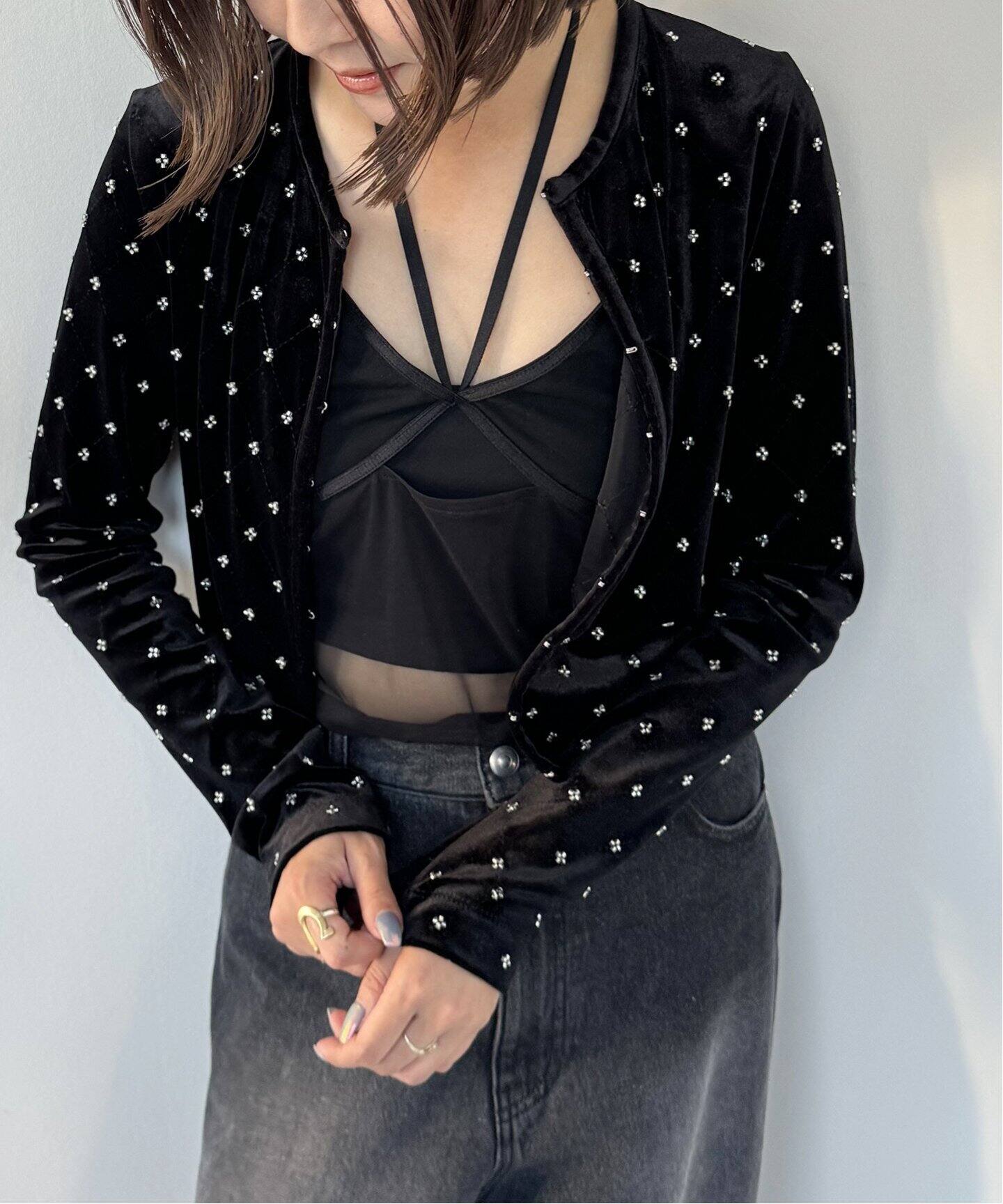 クルーネックベロアカーディガン（カーディガン）｜U by SPICK&SPAN  