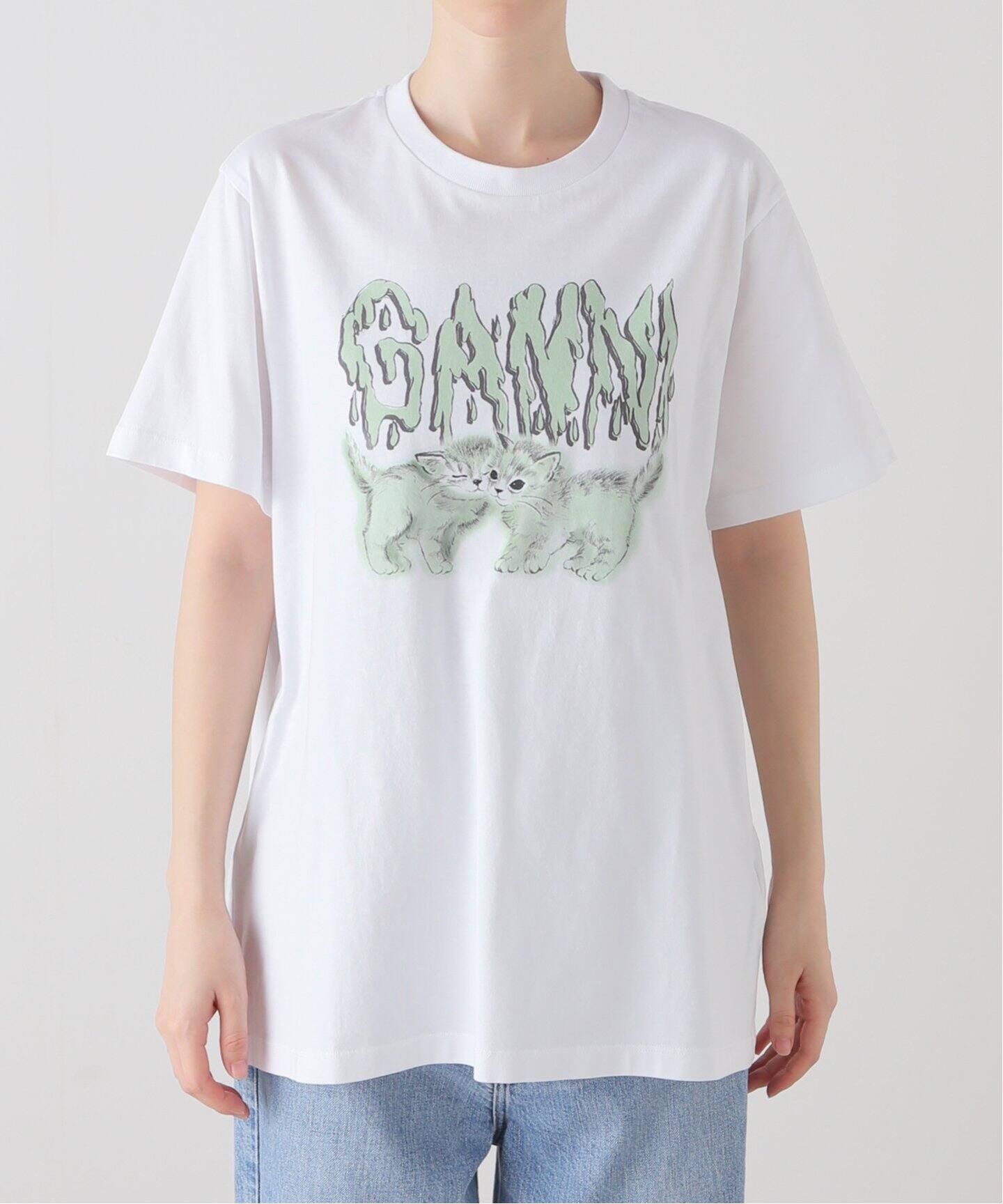 GANNI / ガニー】 Basic Jersey Love Cats Relaxed T-s（Tシャツ 