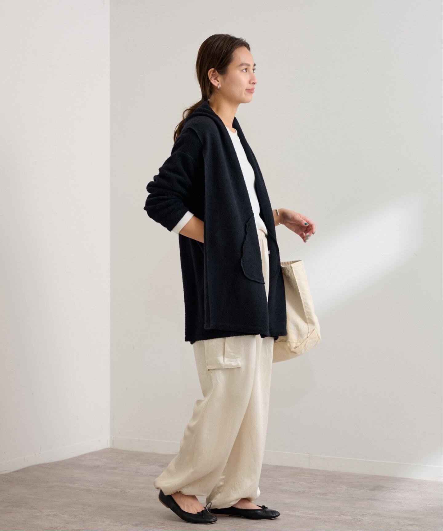 ネイビーストレッチツイルガウンカーデ（カーディガン）｜FRAMeWORK  