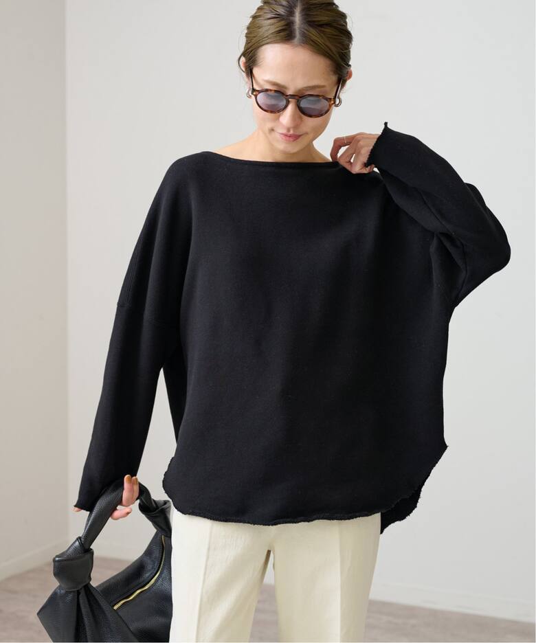 コットンリヨセルボートネックプルオーバーSWEAT（スウェット 