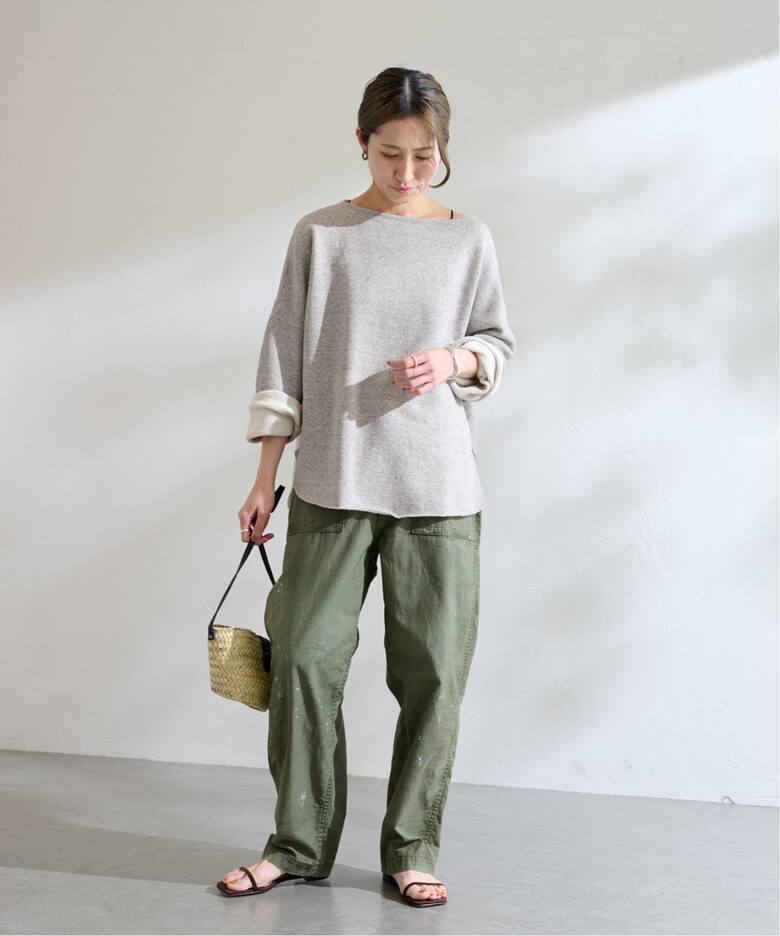 コットンリヨセルボートネックプルオーバーSWEAT（スウェット 