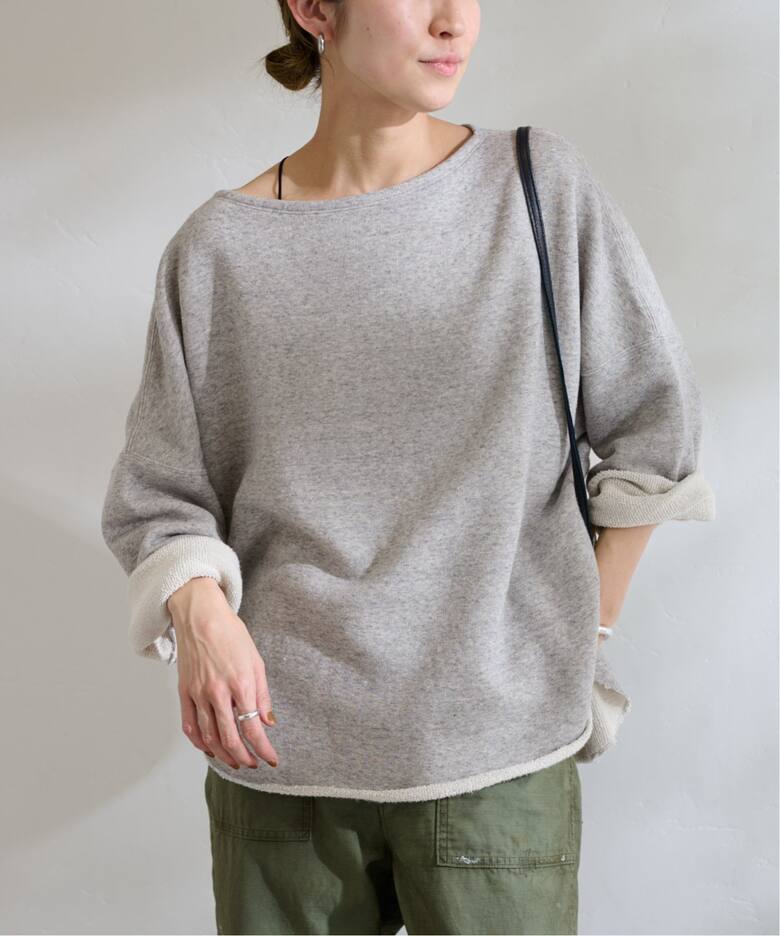 コットンリヨセルボートネックプルオーバーSWEAT（スウェット 