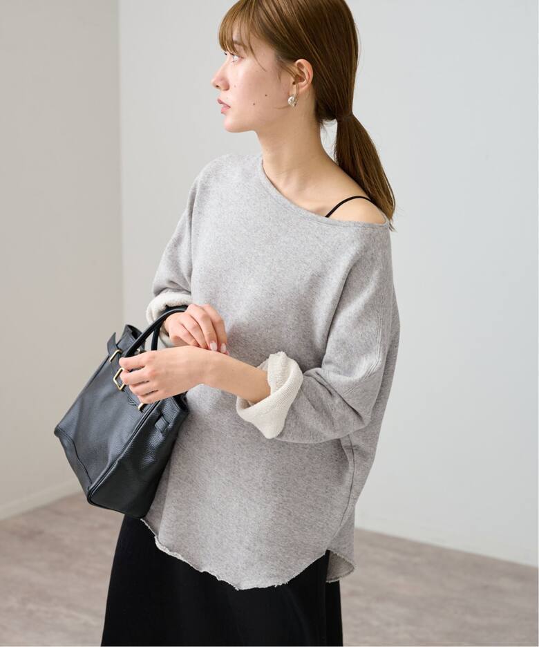 コットンリヨセルボートネックプルオーバーSWEAT（スウェット 