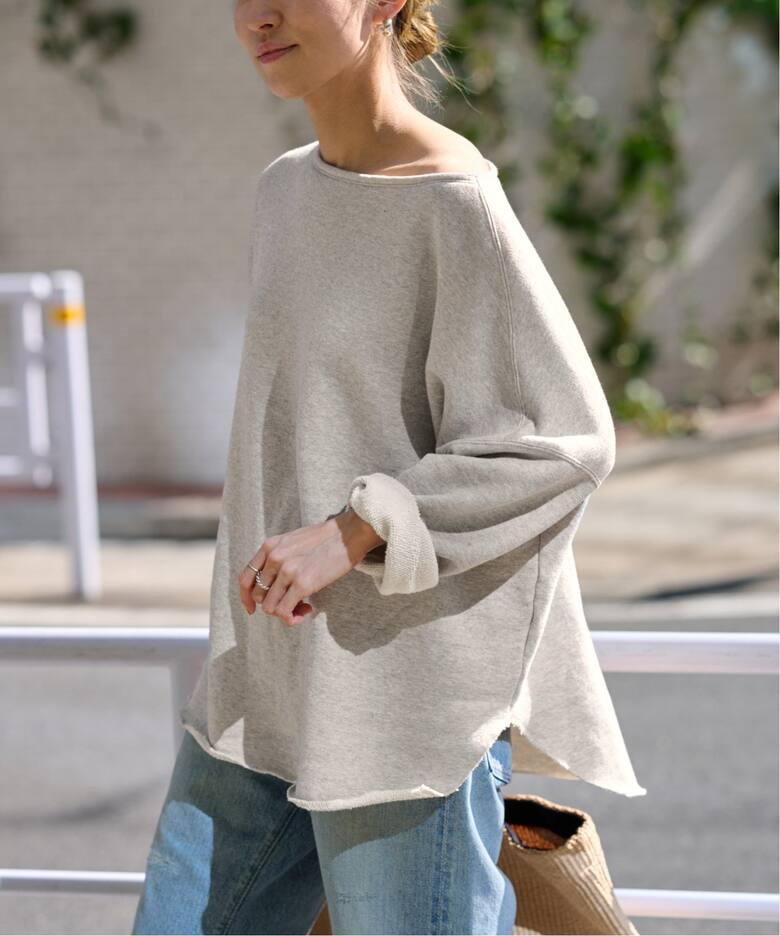 コットンリヨセルボートネックプルオーバーSWEAT（スウェット 