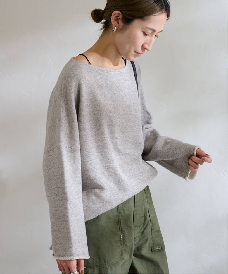 コットンリヨセルボートネックプルオーバーSWEAT（スウェット 