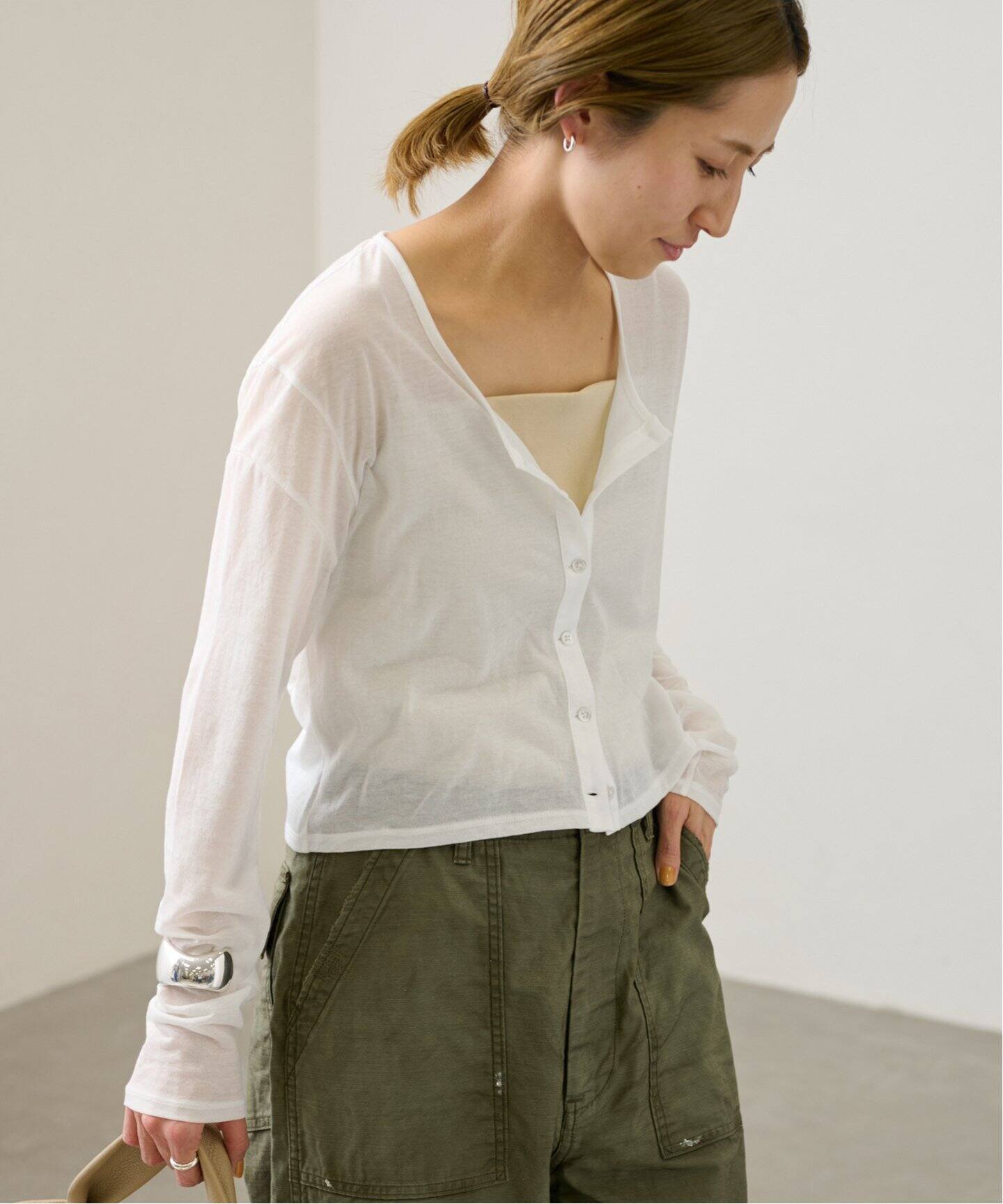 JANE SMITH/ジェーンスミス SHEER BACK GATHER CARDIGAN（カーディガン  