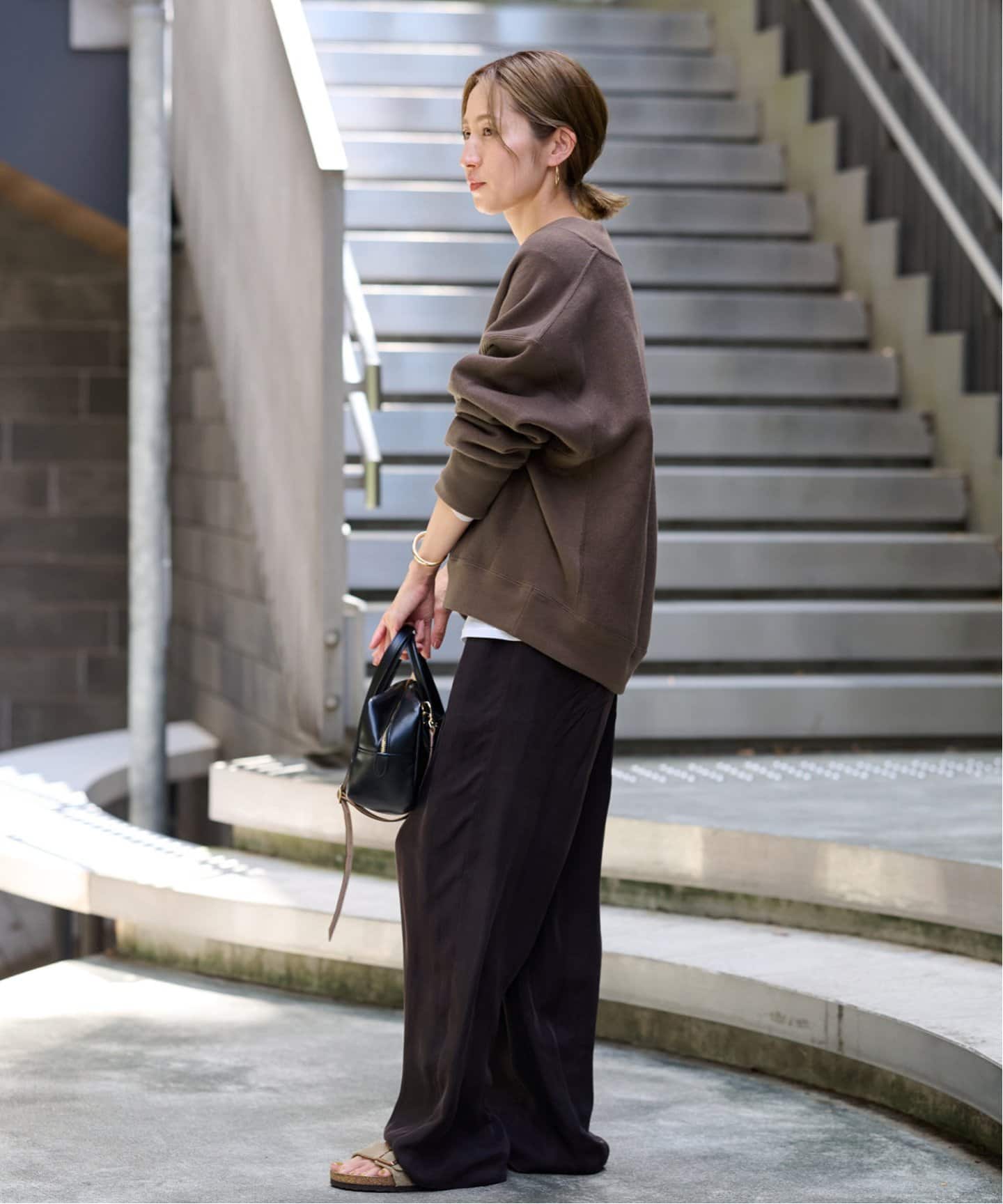 FRAMeWORK チャンピオン 別注 ハーフZIP スウェット ブラウン