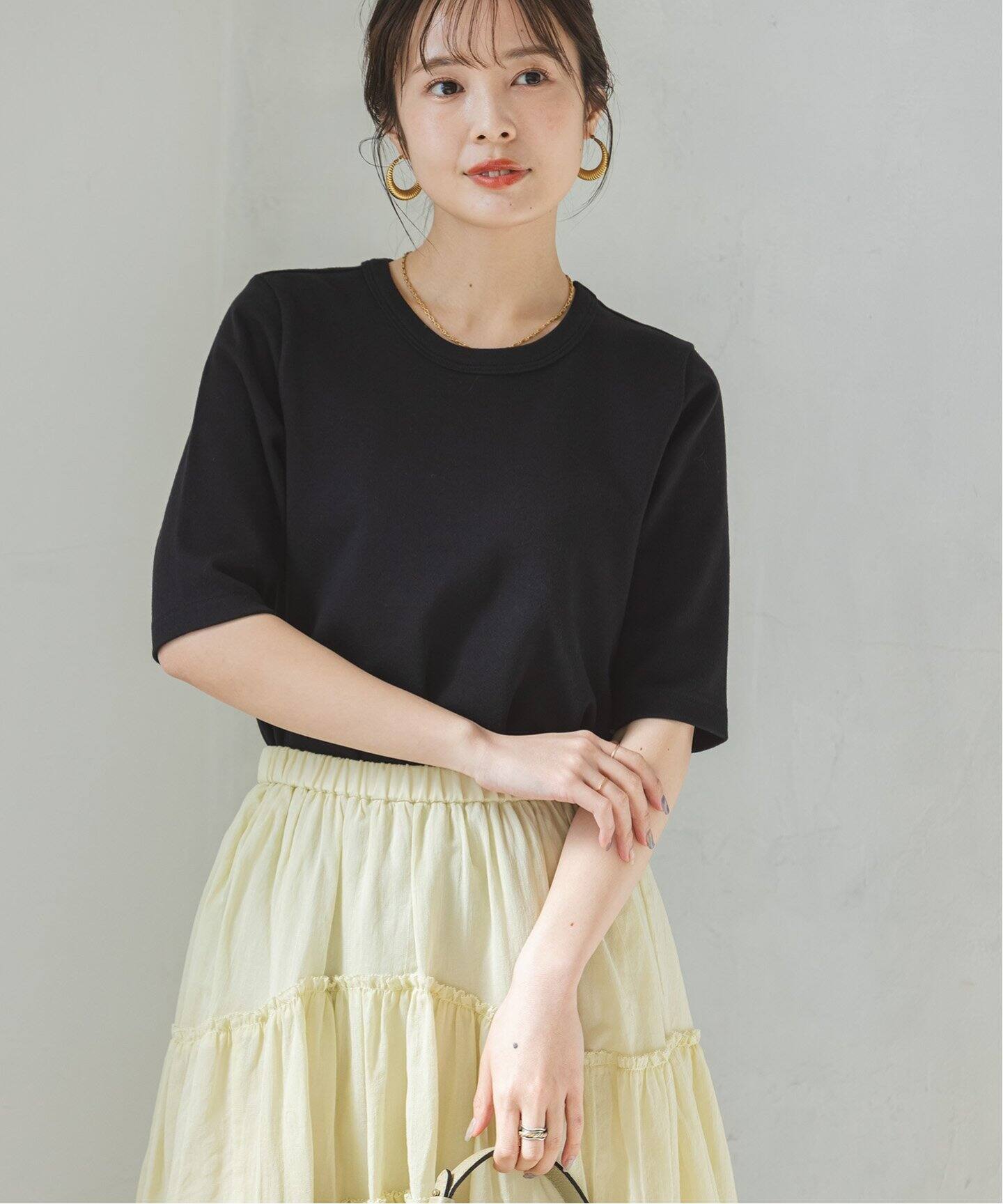 追加》スビンコットン5分袖Tシャツ（Tシャツ／カットソー）｜NOBLE 