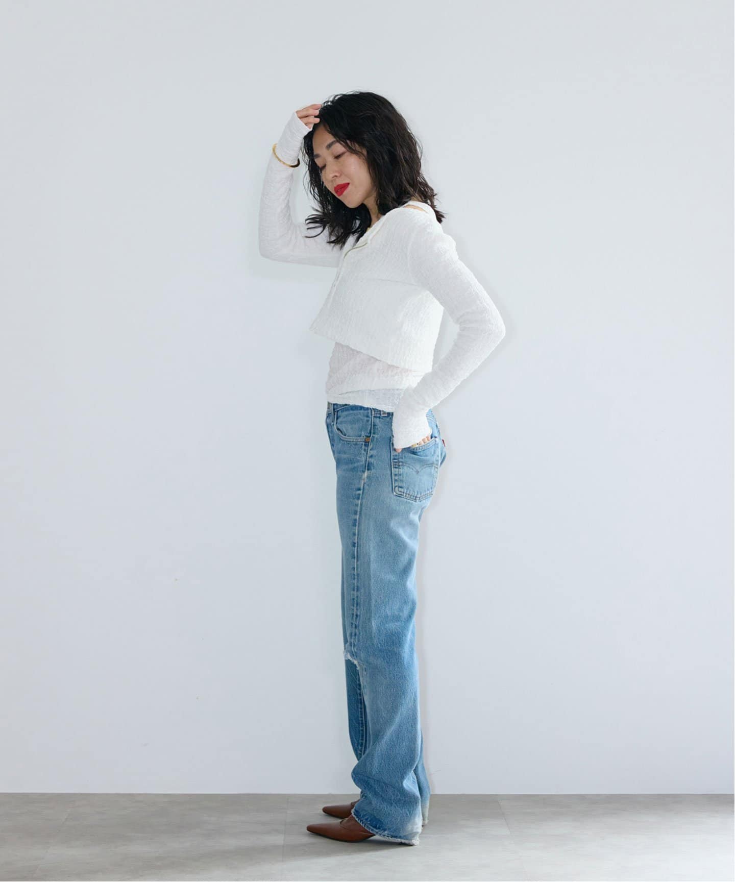 ELENI×THENIME ラッセルジップカーディガン（Tシャツ