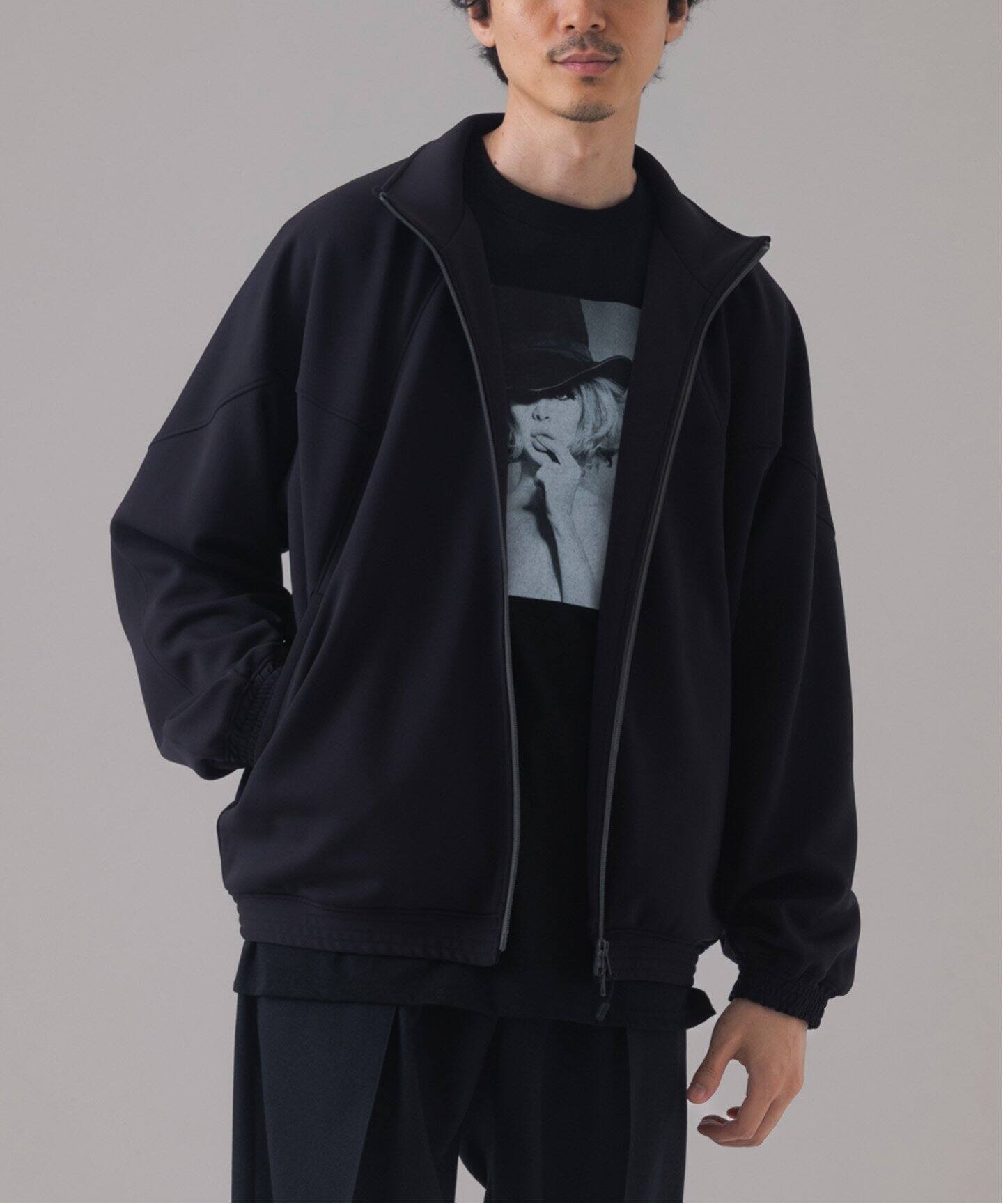 EDIFICEエディフィスダブルニットトレーニングブルゾン黒L