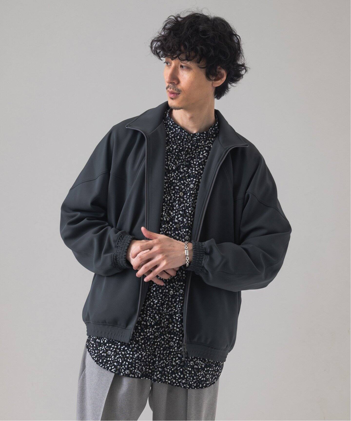 EDIFICEエディフィスダブルニットトレーニングブルゾン黒L