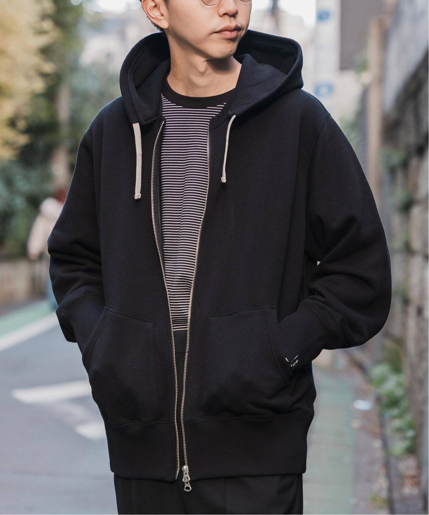 LOOPWHEELER for LOWERCASE × POGGYTHEMAN】別注 ジップフーディー  