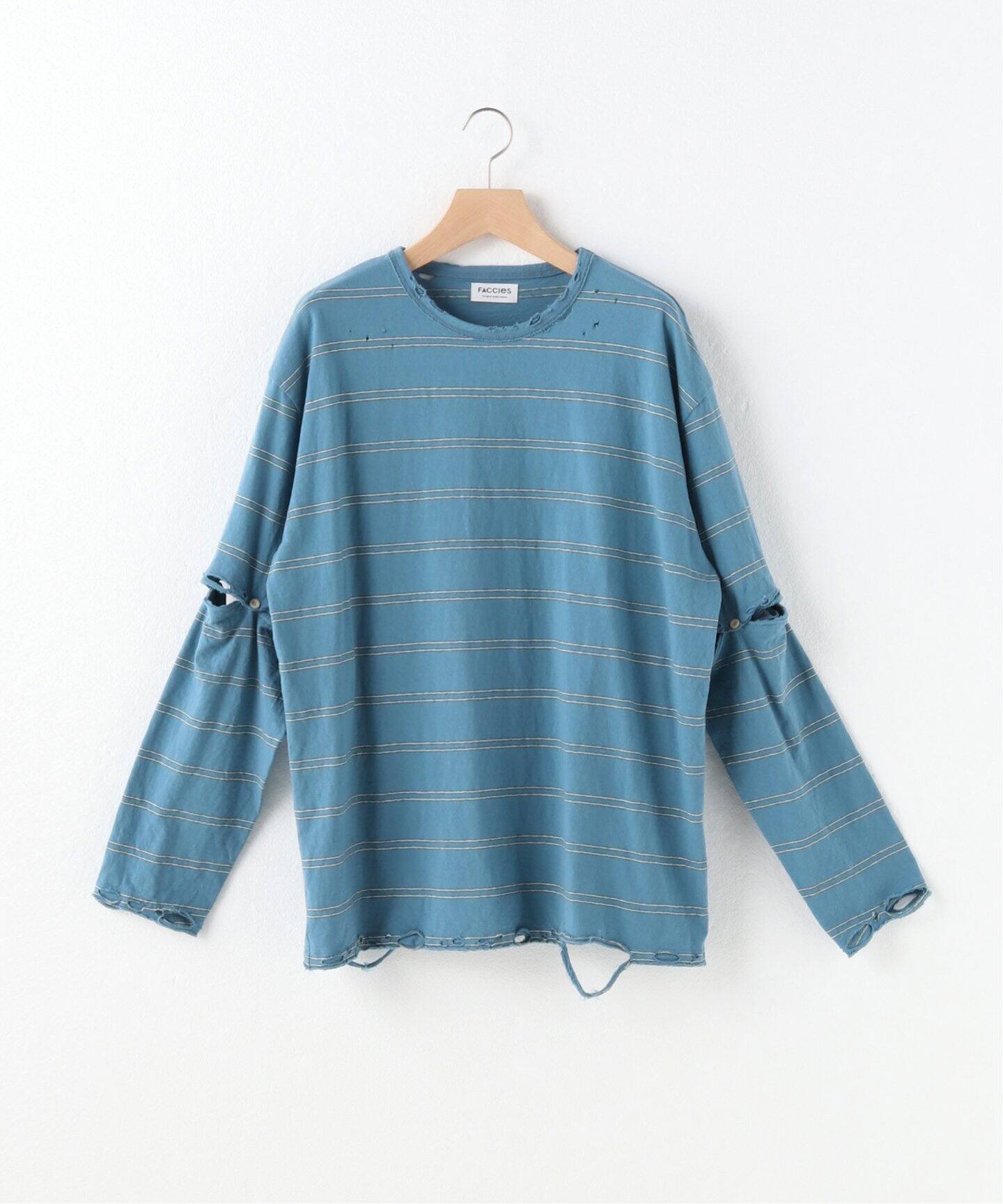 FACCIES ファッチーズ チェック柄 長袖シャツ ブルー いびつ