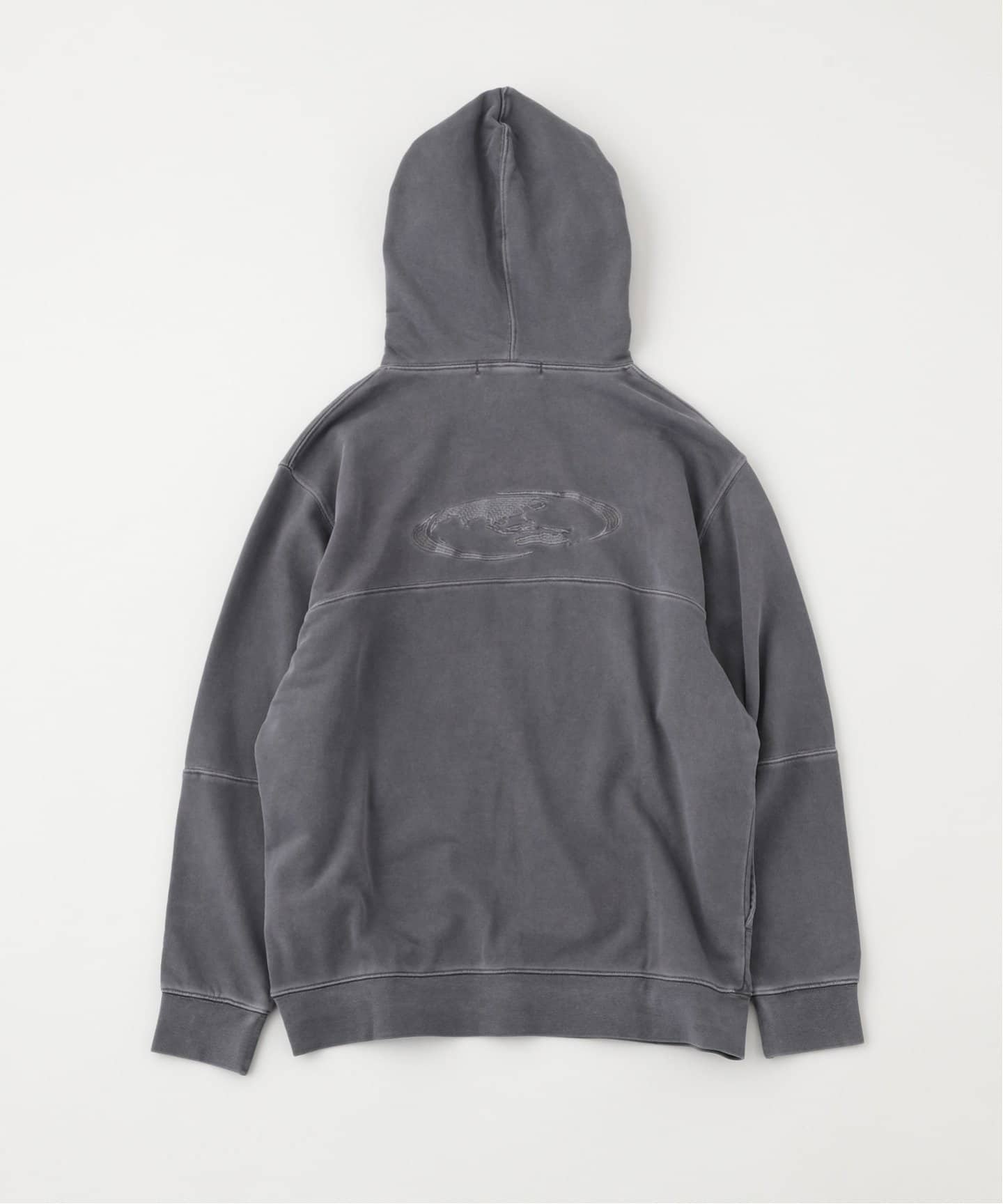 ★LMC★PIGMENT DYED OVAL GLOBE HOODIE OVAL GLOBE WAFFLE ZIP-UP HOODIE charcoal - LMC | 엘엠씨