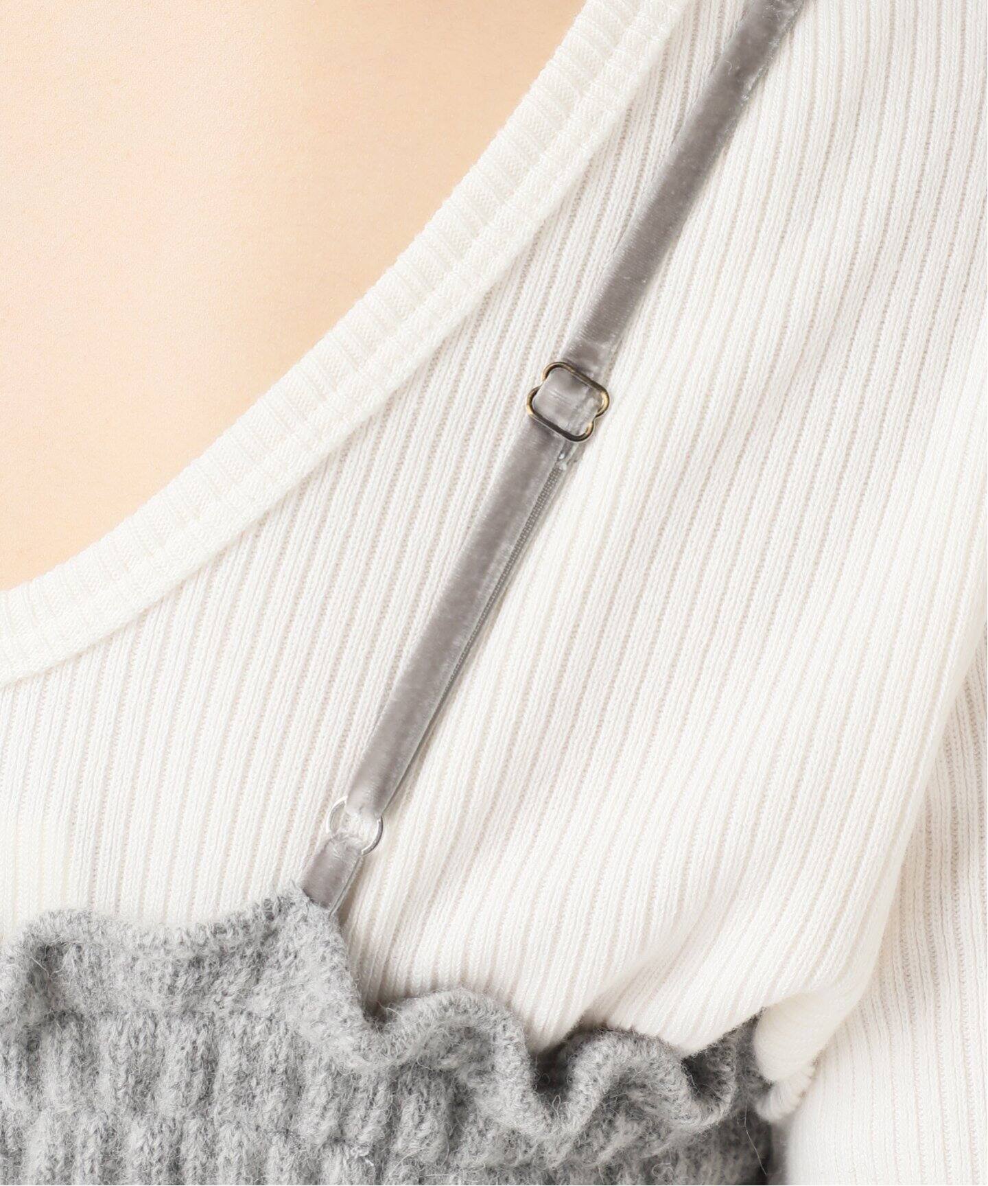 THE FLATS/ザ フラッツ】KNIT SEW FRILL TOPS：ニットキャミソール