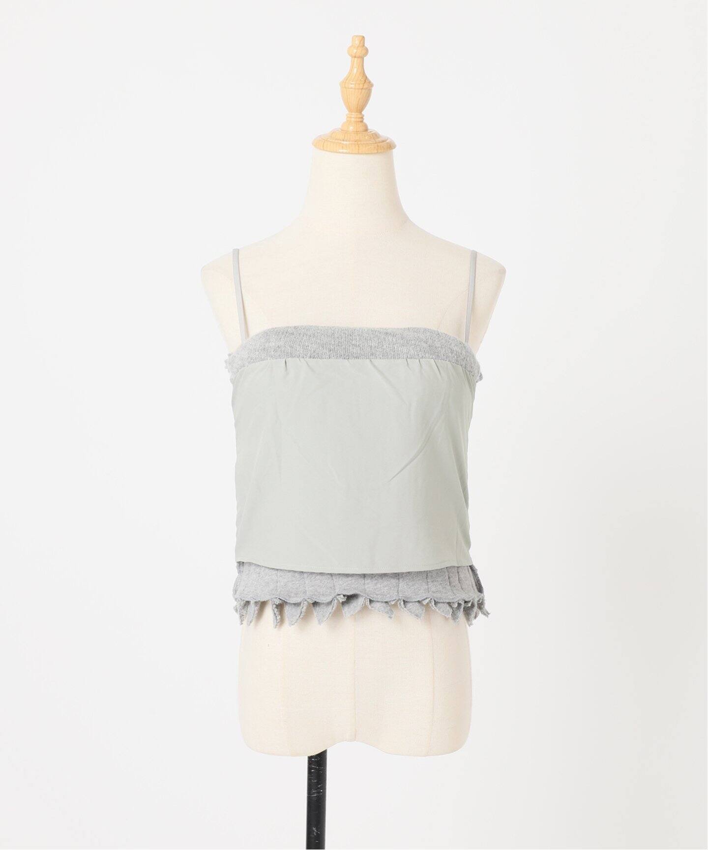 THE FLATS/ザ フラッツ】KNIT SEW FRILL TOPS：ニットキャミソール 