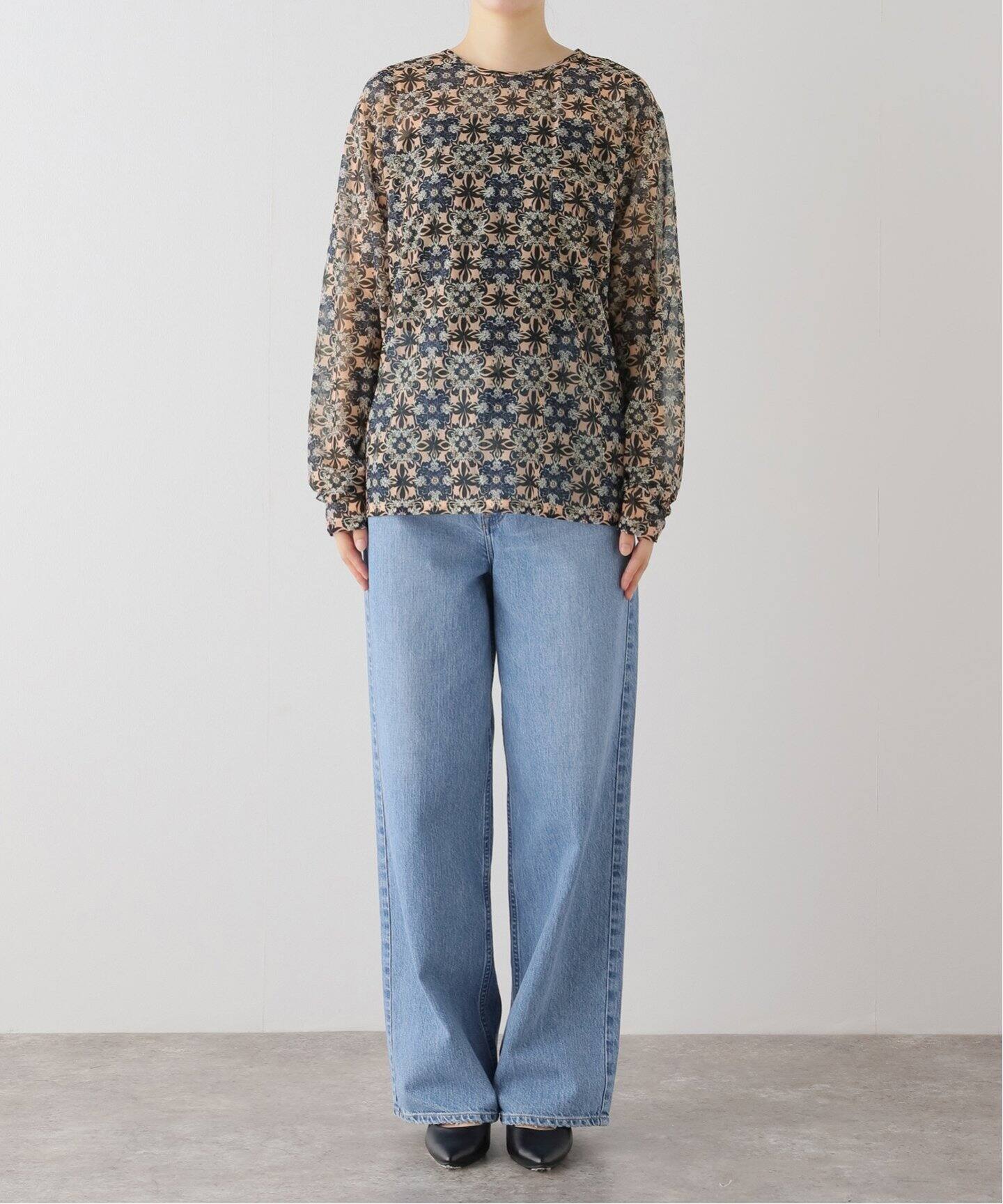 FUMIE TANAKA(フミエタナカ)】sheer print long t：カットソー（T 