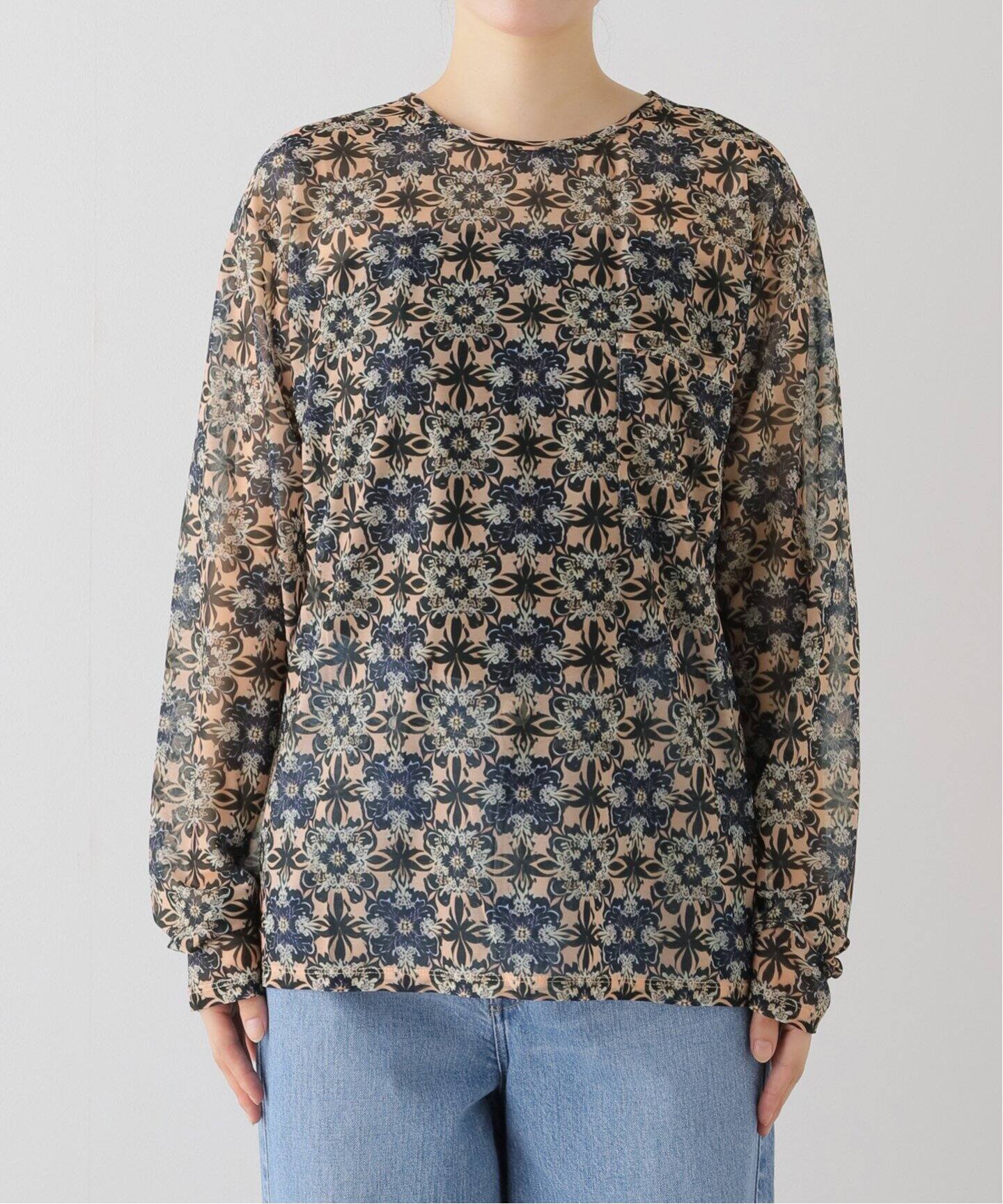 FUMIE TANAKA(フミエタナカ)】sheer print long t：カットソー（T 