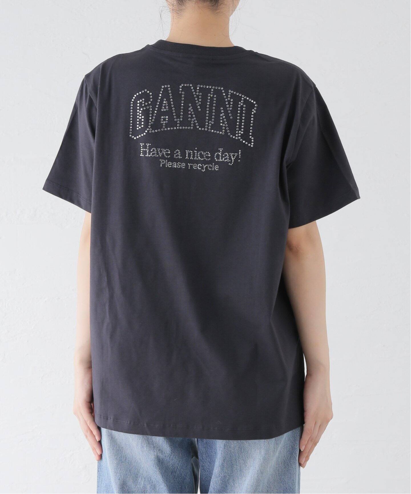 GANNI/ガニー】Basic Jersey Rhinestone Relaxed T-：Tシャツ（Tシャツ  