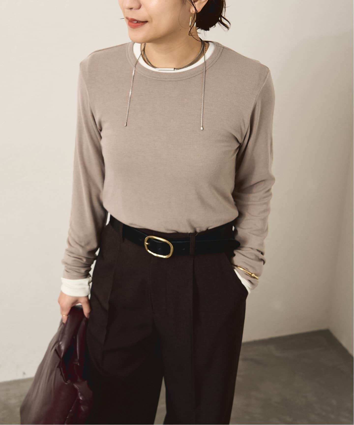 tシャツ レーヨンベアテレコ クルーネックプルオーバー レディース レーヨンベアテレコ クルーネックプルオーバー（Tシャツ
