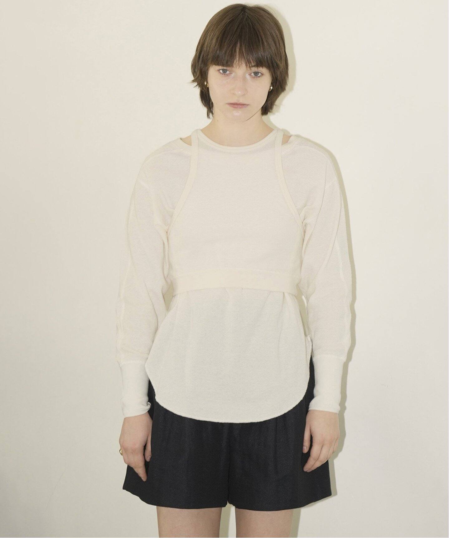 CLANE/クラネ】LAYERED BUSTIER THERMAL TOPS：カットソー（Tシャツ 