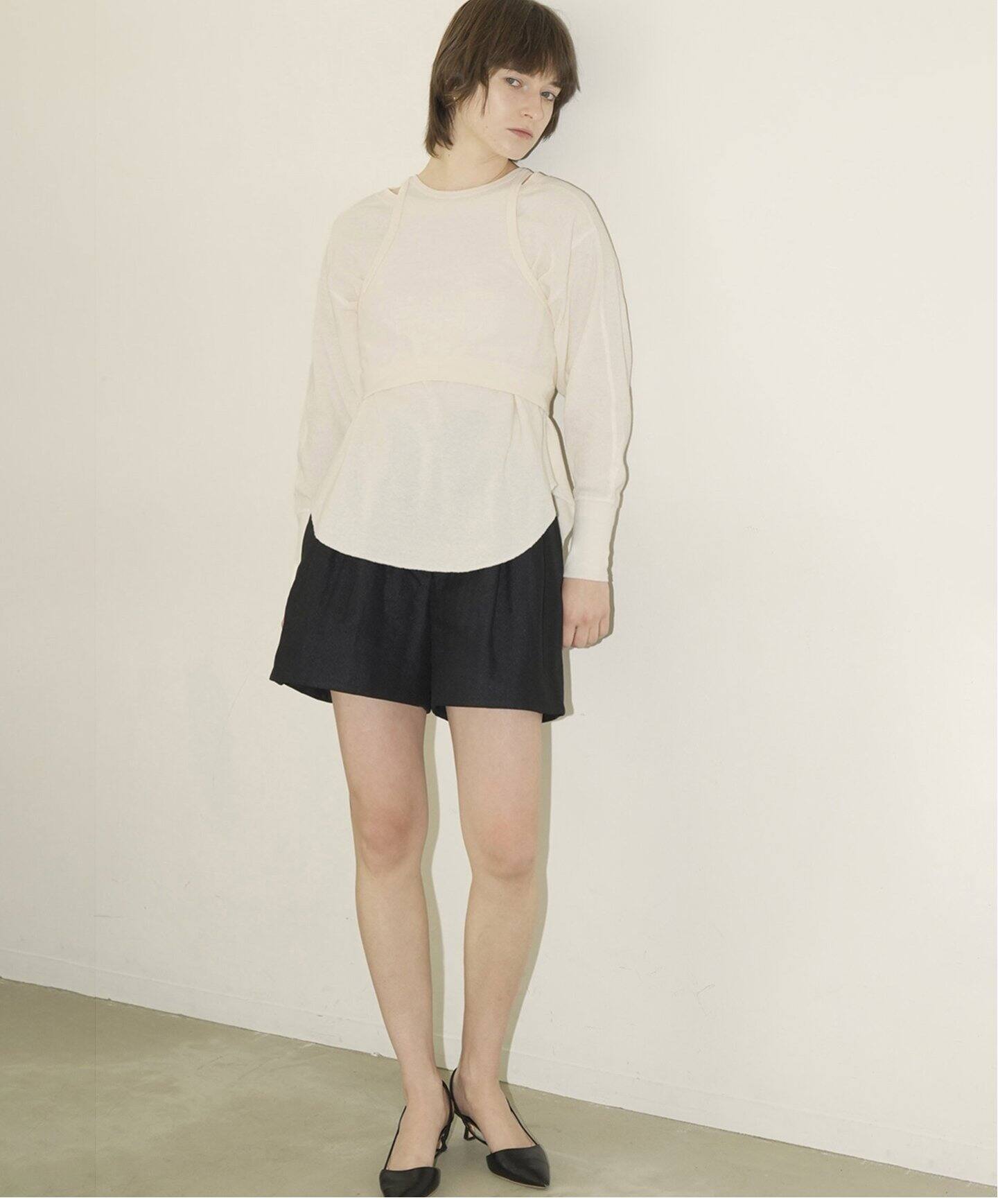 CLANE/クラネ】LAYERED BUSTIER THERMAL TOPS：カットソー（T