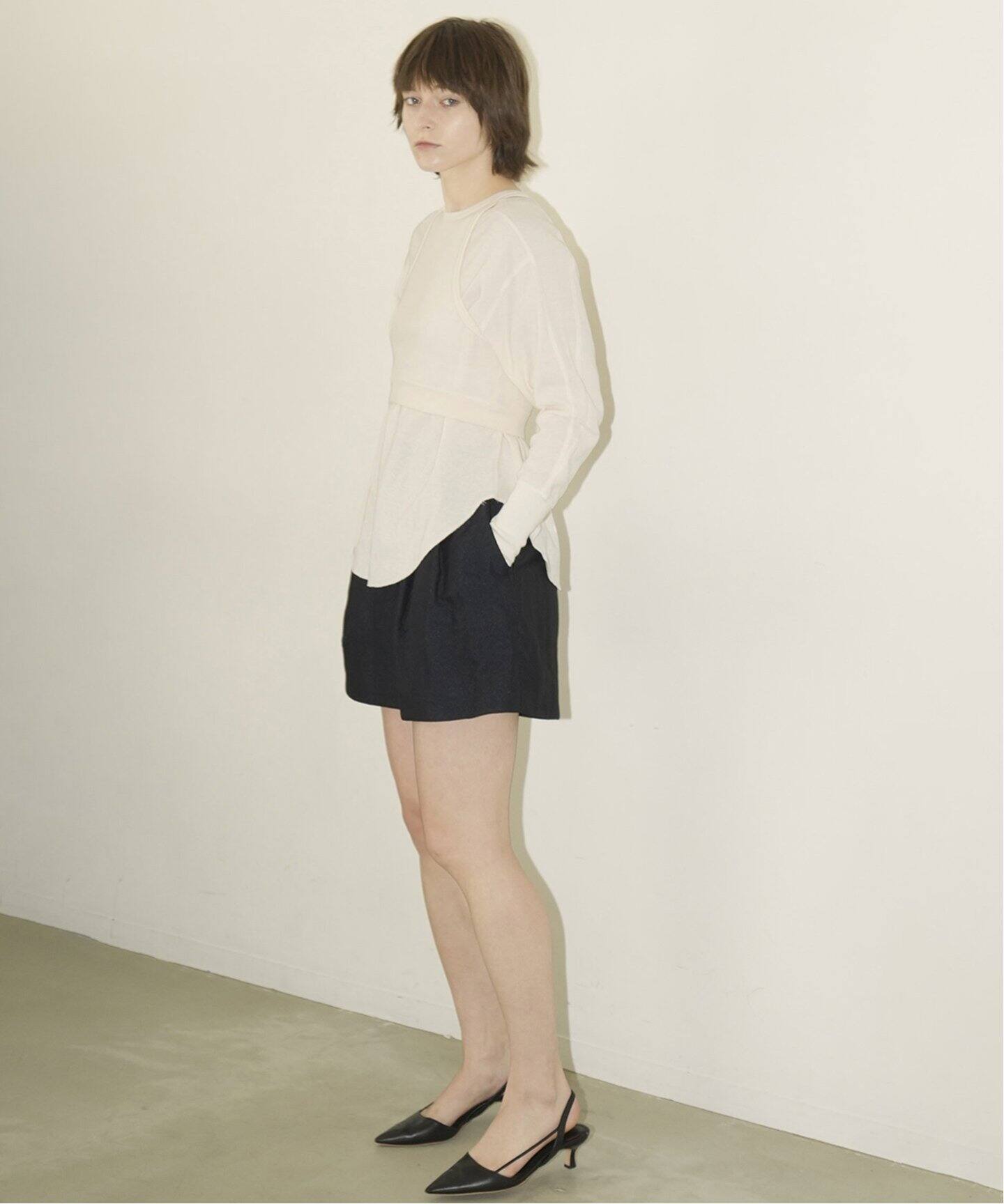 CLANE/クラネ】LAYERED BUSTIER THERMAL TOPS：カットソー（Tシャツ 