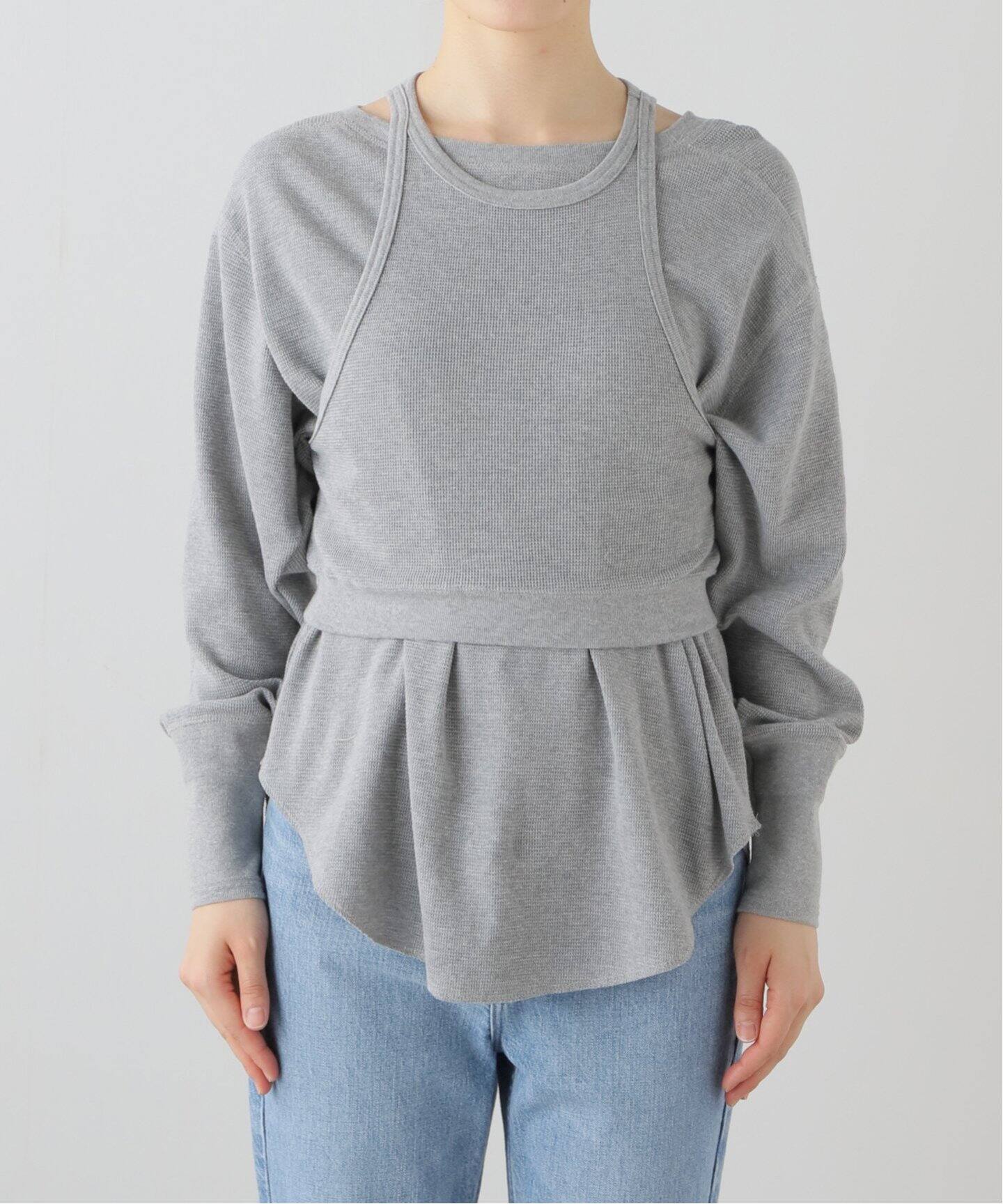 CLANE/クラネ】LAYERED BUSTIER THERMAL TOPS：カットソー（Tシャツ 