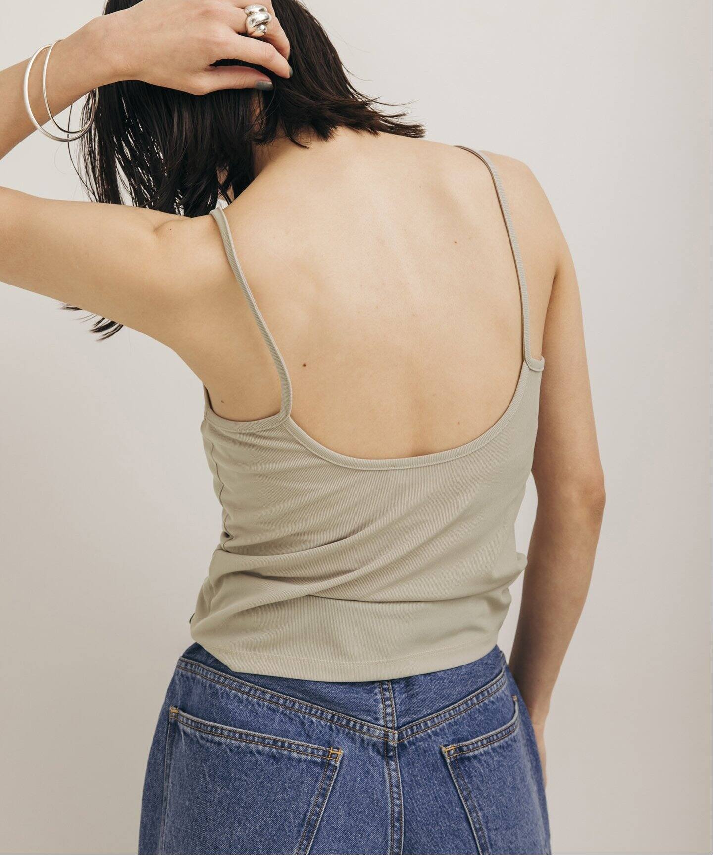 AMOMENTO / アモーメント】RIBBED SLEEVELESS TOP:キャミソール 