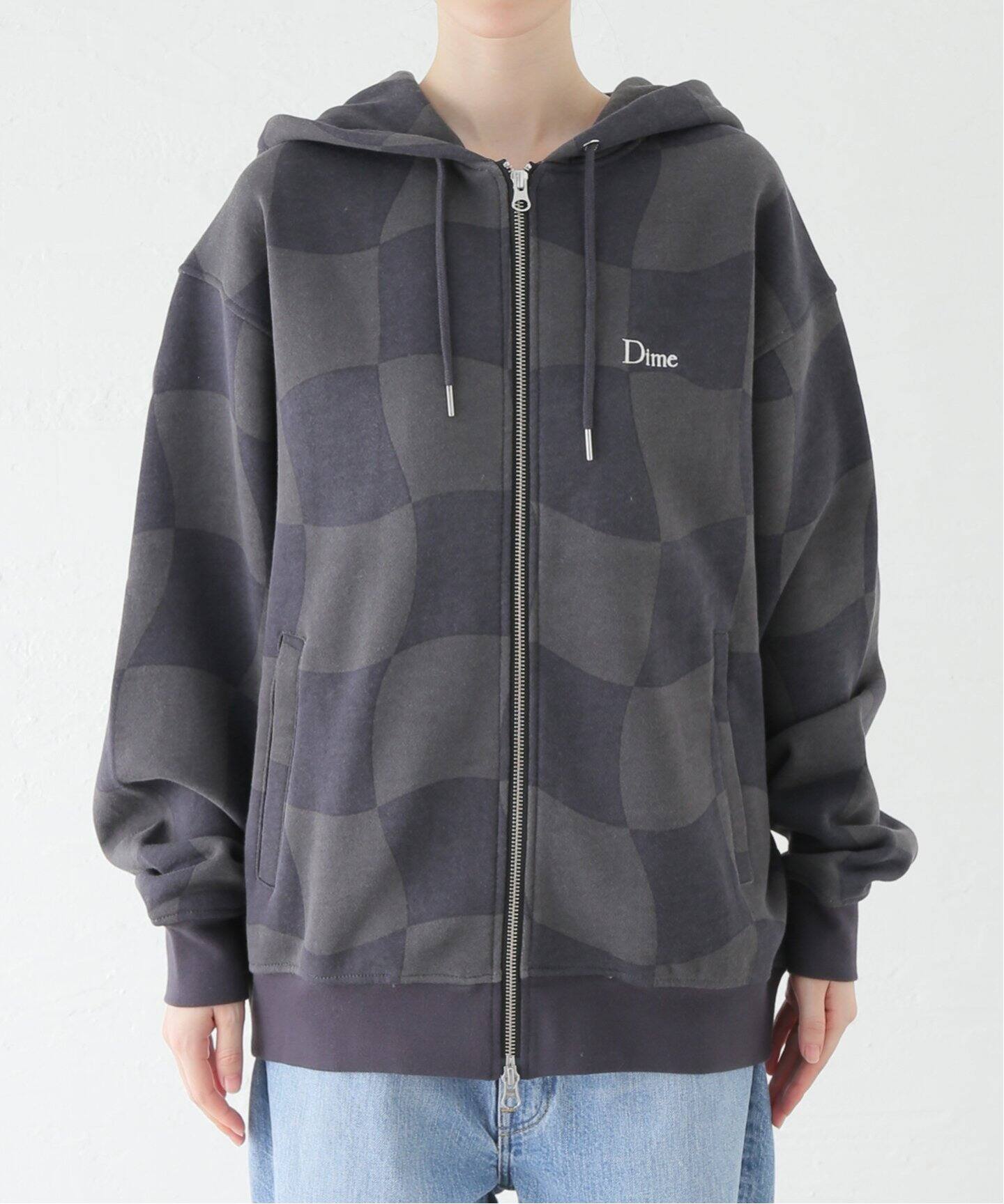 Dime/ダイム】 CLASSIC CHECKMATE ZIP-HOODIE：裏起毛ジップパーカー  