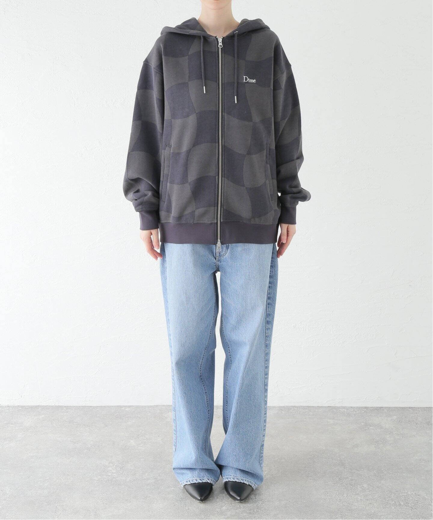 Dime/ダイム】 CLASSIC CHECKMATE ZIP-HOODIE：裏起毛ジップパーカー 