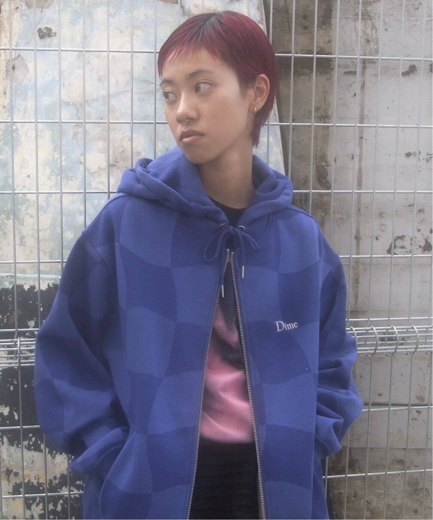 Dime/ダイム】 CLASSIC CHECKMATE ZIP-HOODIE：裏起毛ジップパーカー  